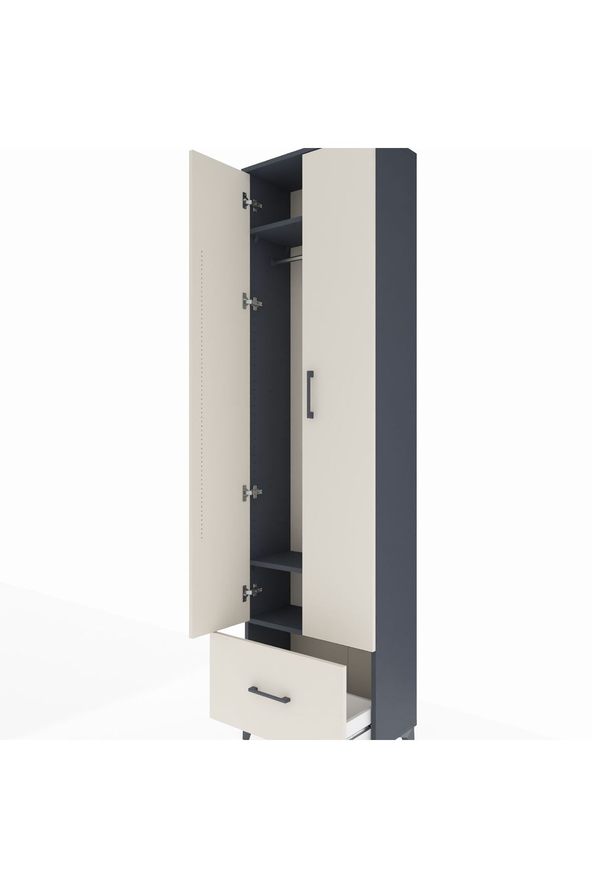 Arges Dolap 3 Raflı Tek Çekmeceli Tek Askılı 60x30x221 - S29M010V4A