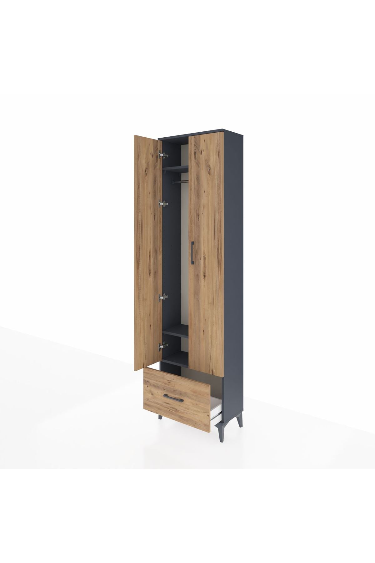 Arges Dolap 3 Raflı Tek Çekmeceli Tek Askılı 60x30x221 - S29M010V6A