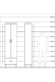 Arges Dolap 3 Raflı Tek Çekmeceli Tek Askılı 60x30x221 - S29M010V6A