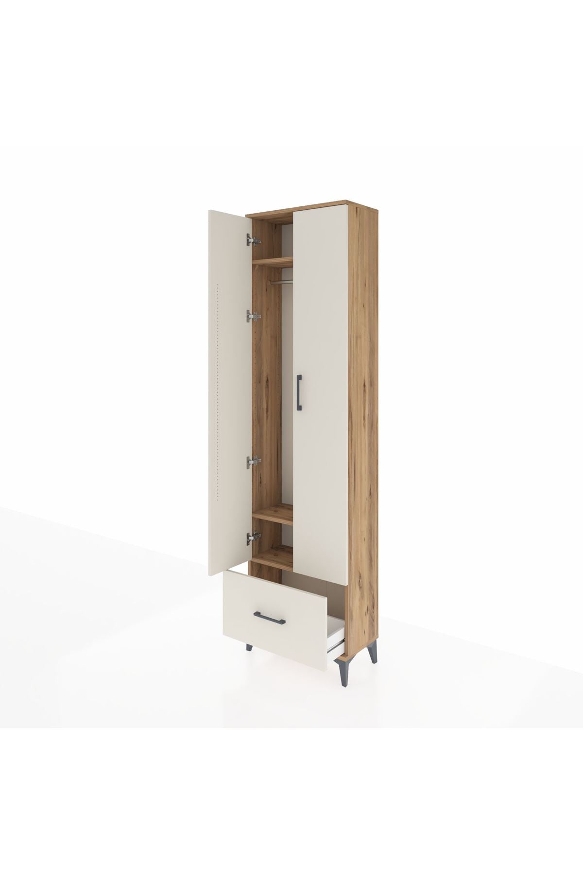 Arges Dolap 3 Raflı Tek Çekmeceli Tek Askılı 60x30x221 - S29M010V7A