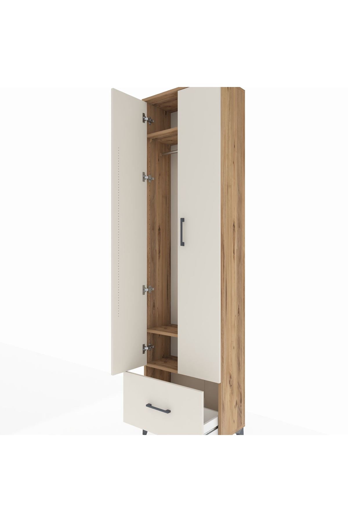 Arges Dolap 3 Raflı Tek Çekmeceli Tek Askılı 60x30x221 - S29M010V7A