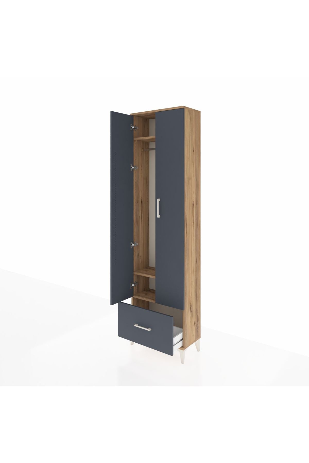Arges Dolap 3 Raflı Tek Çekmeceli Tek Askılı 60x30x221 - S29M010V8A