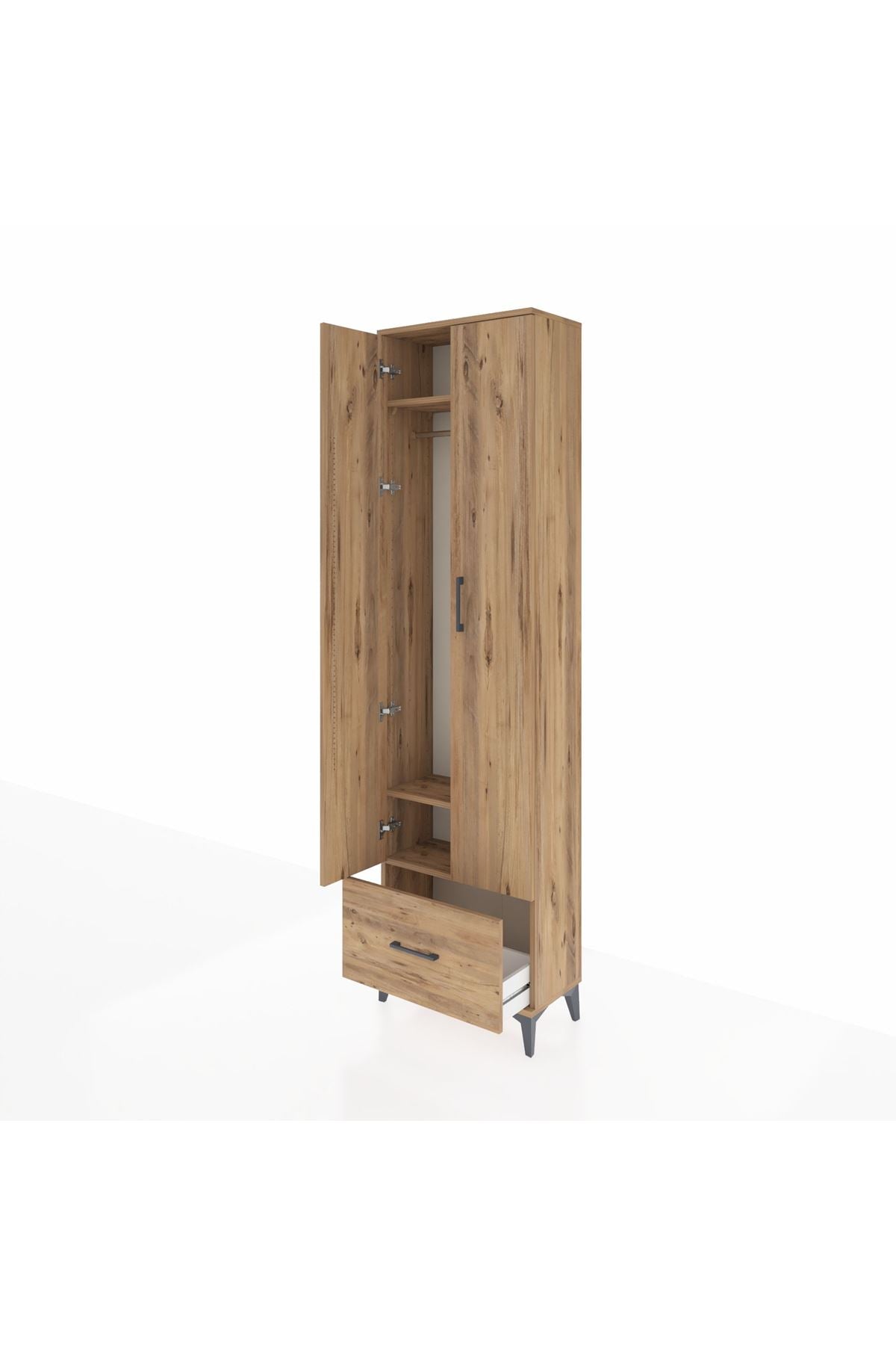 Arges Dolap 3 Raflı Tek Çekmeceli Tek Askılı 60x30x221 - S29M010V9A