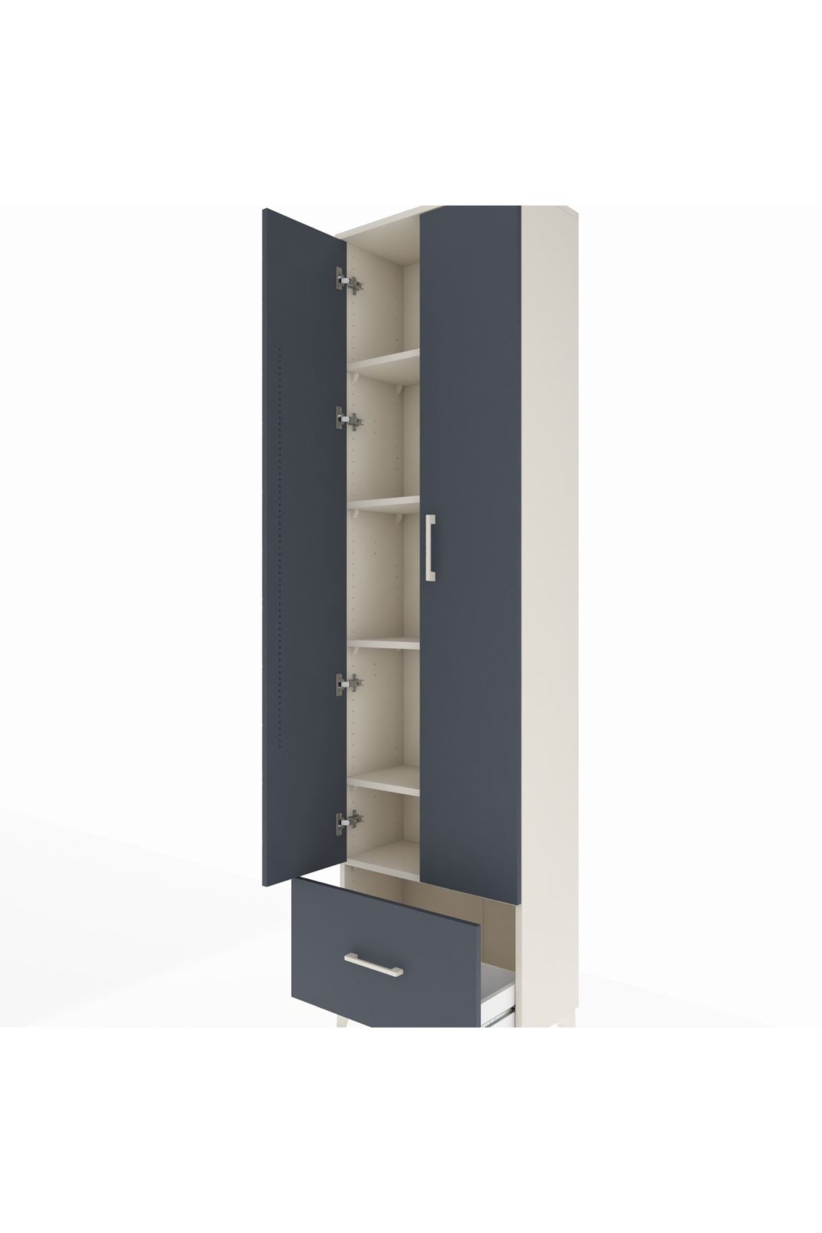 Arges Dolap 5 Raflı Tek Çekmeceli 2 Kapaklı 60x30x221 - S29M011V2A