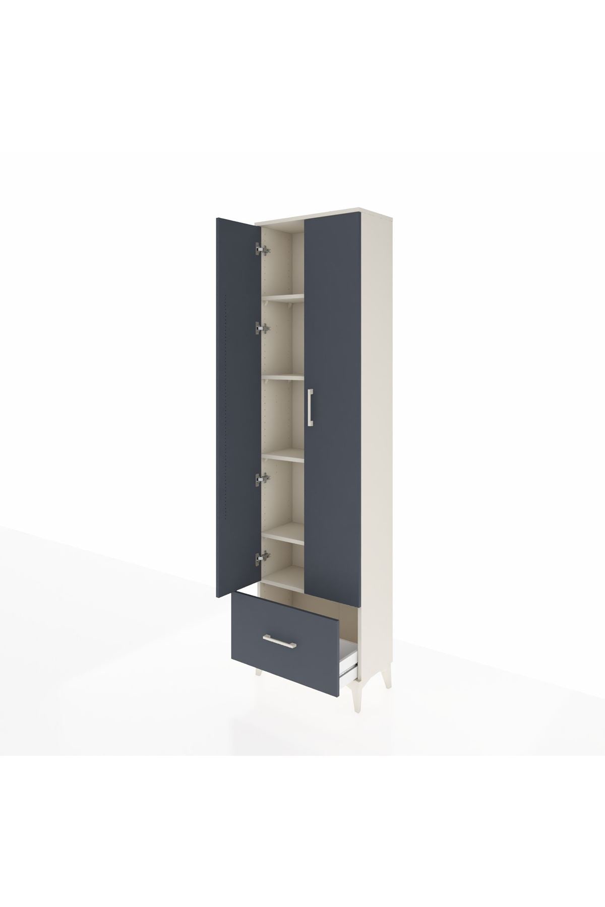 Arges Dolap 5 Raflı Tek Çekmeceli 2 Kapaklı 60x30x221 - S29M011V2A