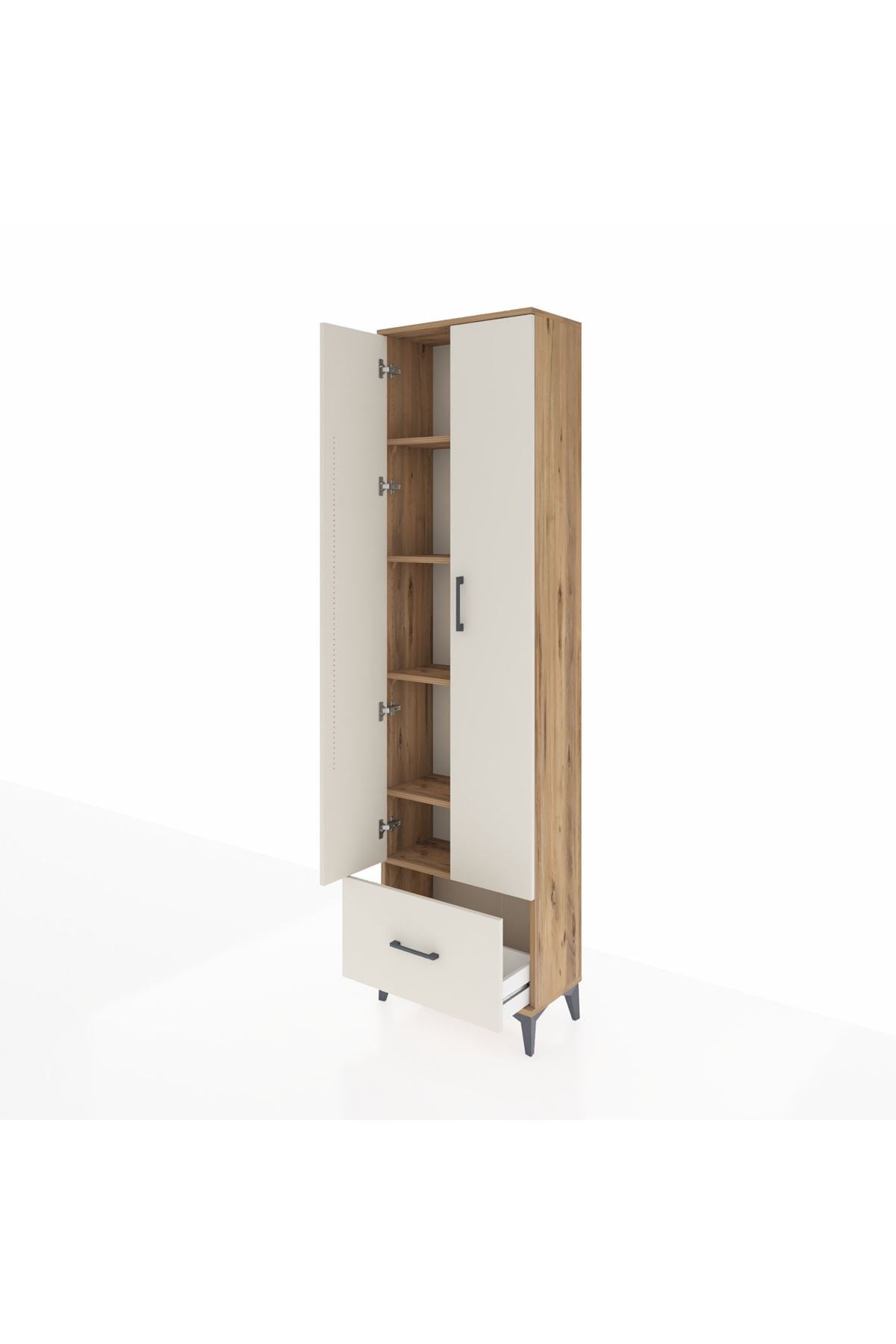Arges Dolap 5 Raflı Tek Çekmeceli 2 Kapaklı 60x30x221 - S29M011V7A