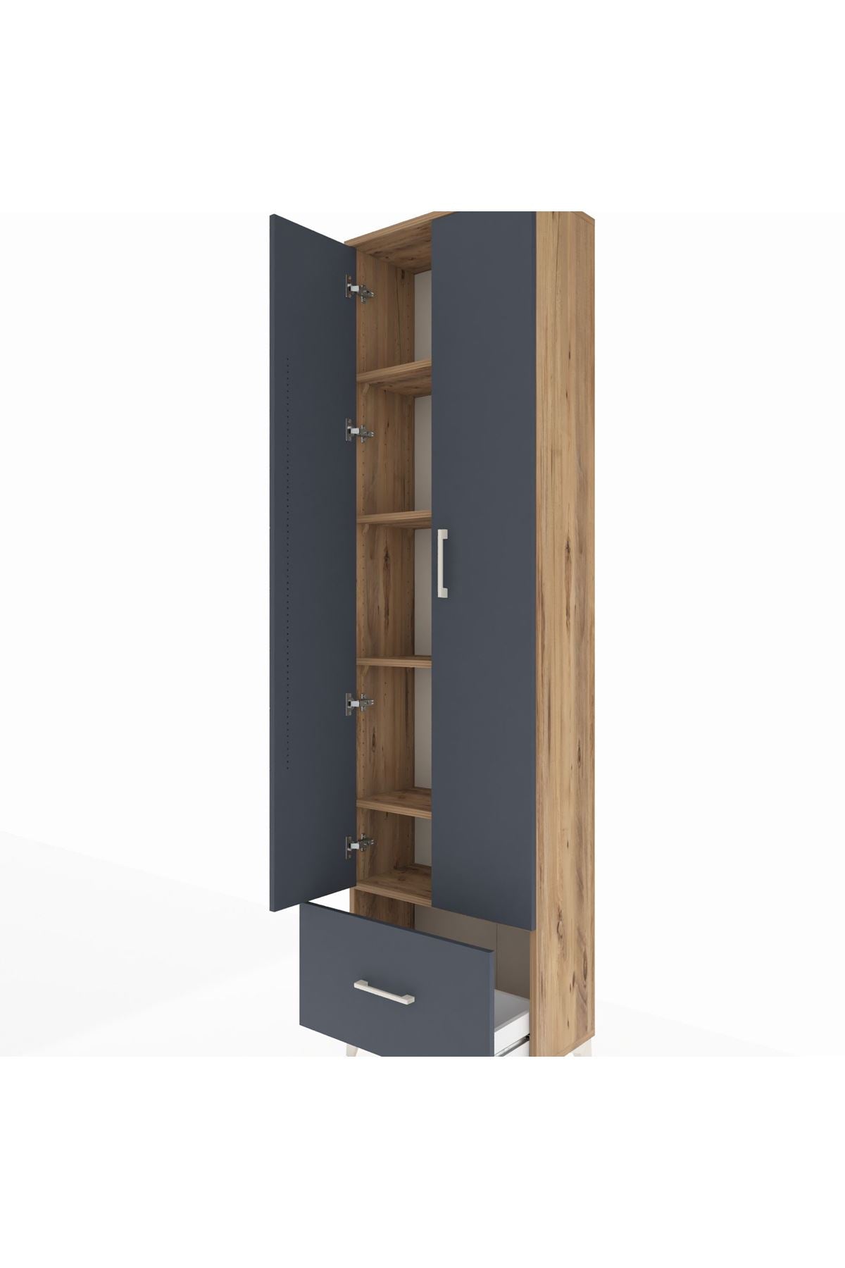 Arges Dolap 5 Raflı Tek Çekmeceli 2 Kapaklı 60x30x221 - S29M011V8A