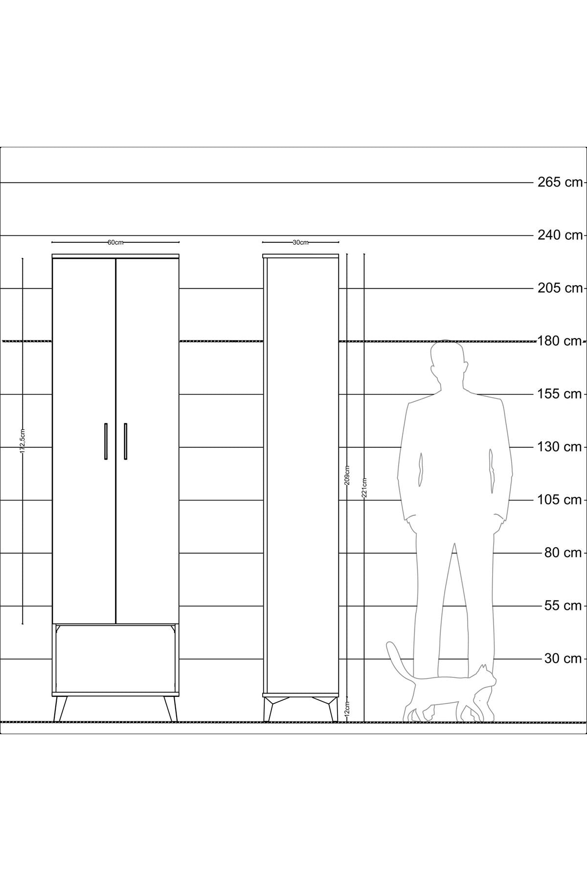 Arges Dolap 3 Raflı 2 Kapaklı Tek Askılı 60x30x221 - S29M013V8A