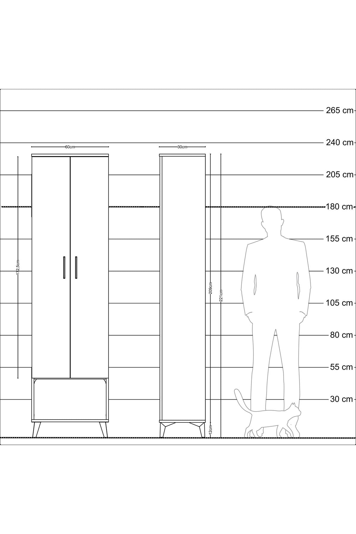 Arges Dolap 5 Raflı 2 Kapaklı 60x30x221 - S29M014V2A
