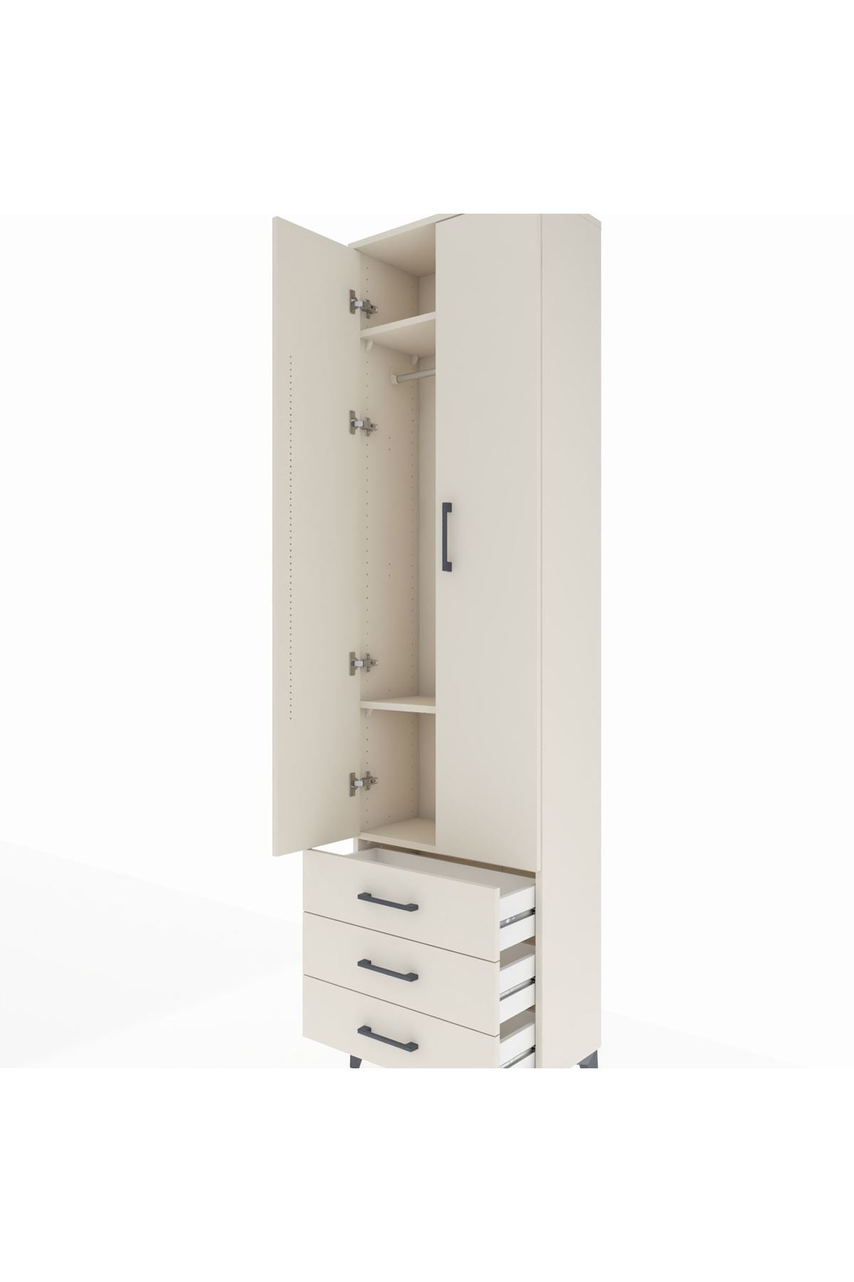 Arges Dolap 3 Raflı 3 Çekmeceli Tek Askılı 60x30x221 - S29M015V1A