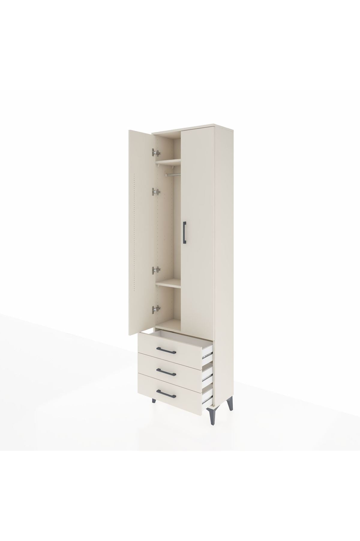 Arges Dolap 3 Raflı 3 Çekmeceli Tek Askılı 60x30x221 - S29M015V1A