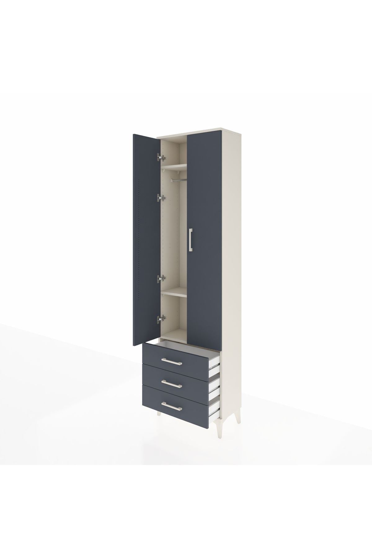 Arges Dolap 3 Raflı 3 Çekmeceli Tek Askılı 60x30x221 - S29M015V2A