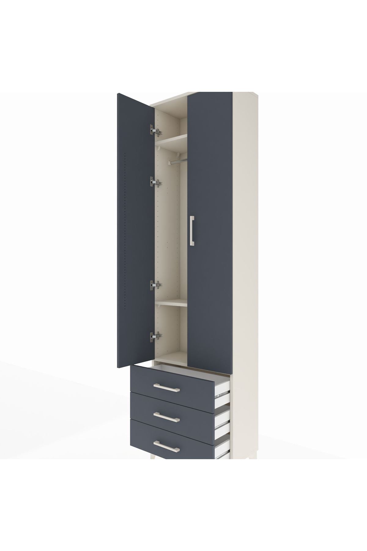 Arges Dolap 3 Raflı 3 Çekmeceli Tek Askılı 60x30x221 - S29M015V2A