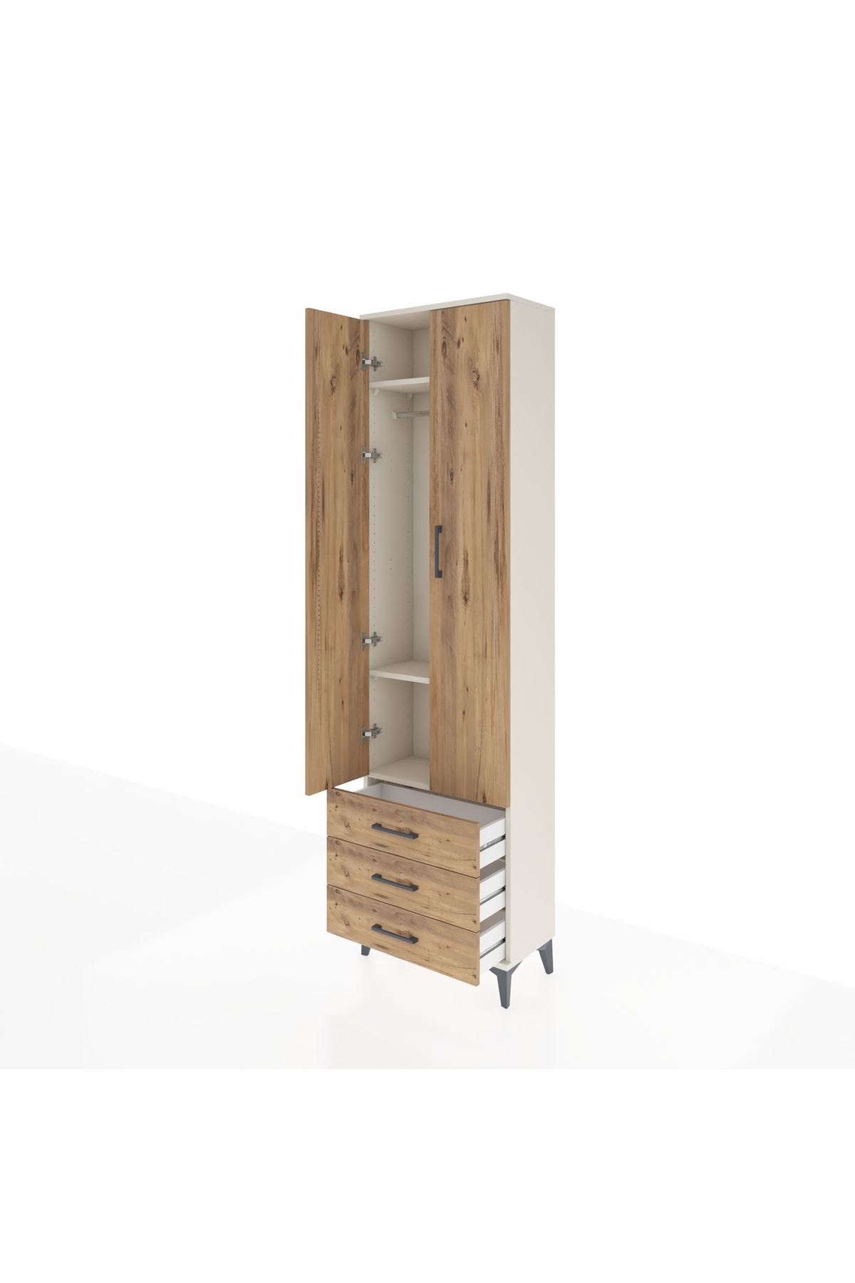 Arges Dolap 3 Raflı 3 Çekmeceli Tek Askılı 60x30x221 - S29M015V3A