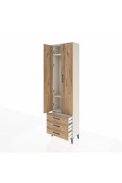 Arges Dolap 3 Raflı 3 Çekmeceli Tek Askılı 60x30x221 - S29M015V3A