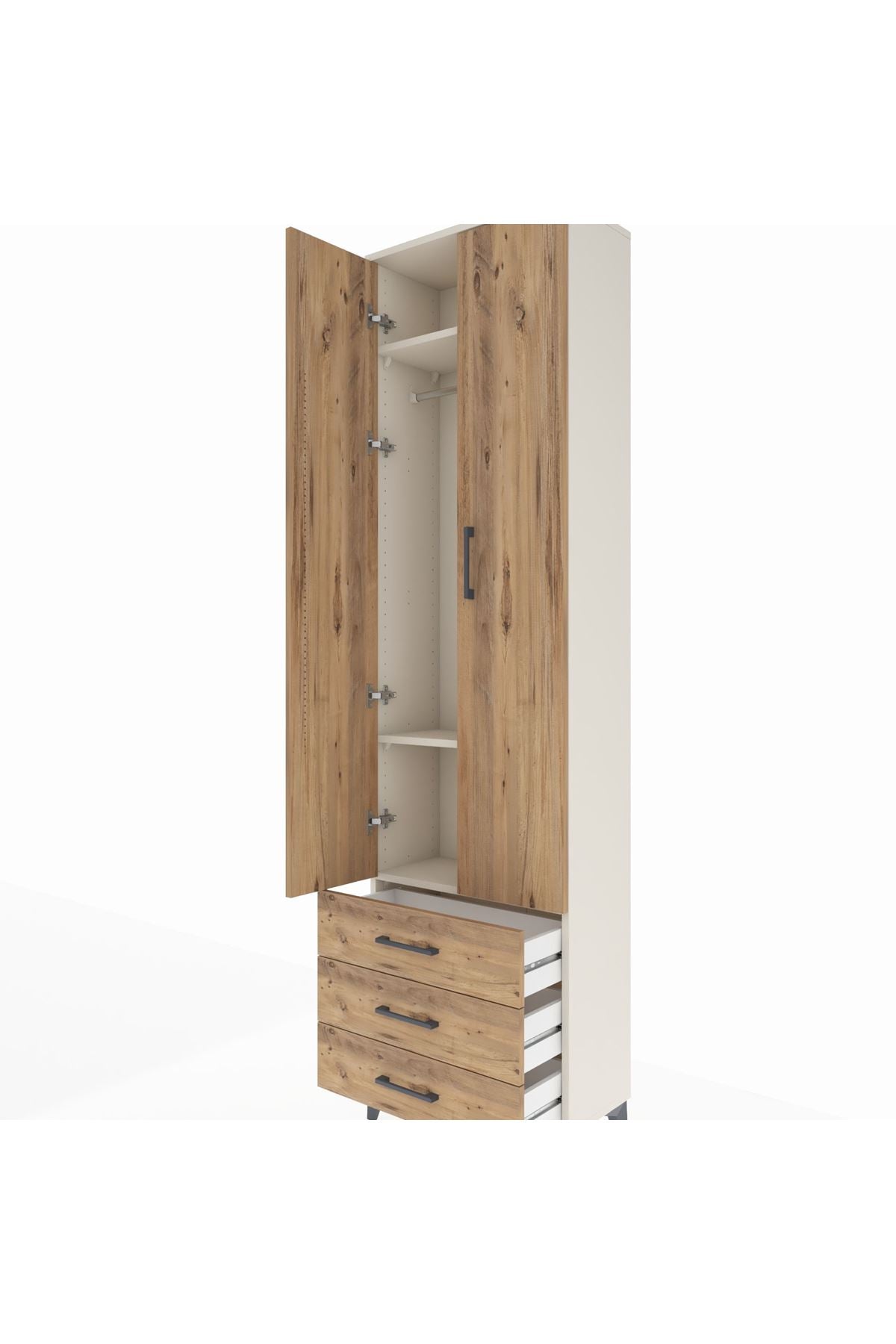 Arges Dolap 3 Raflı 3 Çekmeceli Tek Askılı 60x30x221 - S29M015V3A