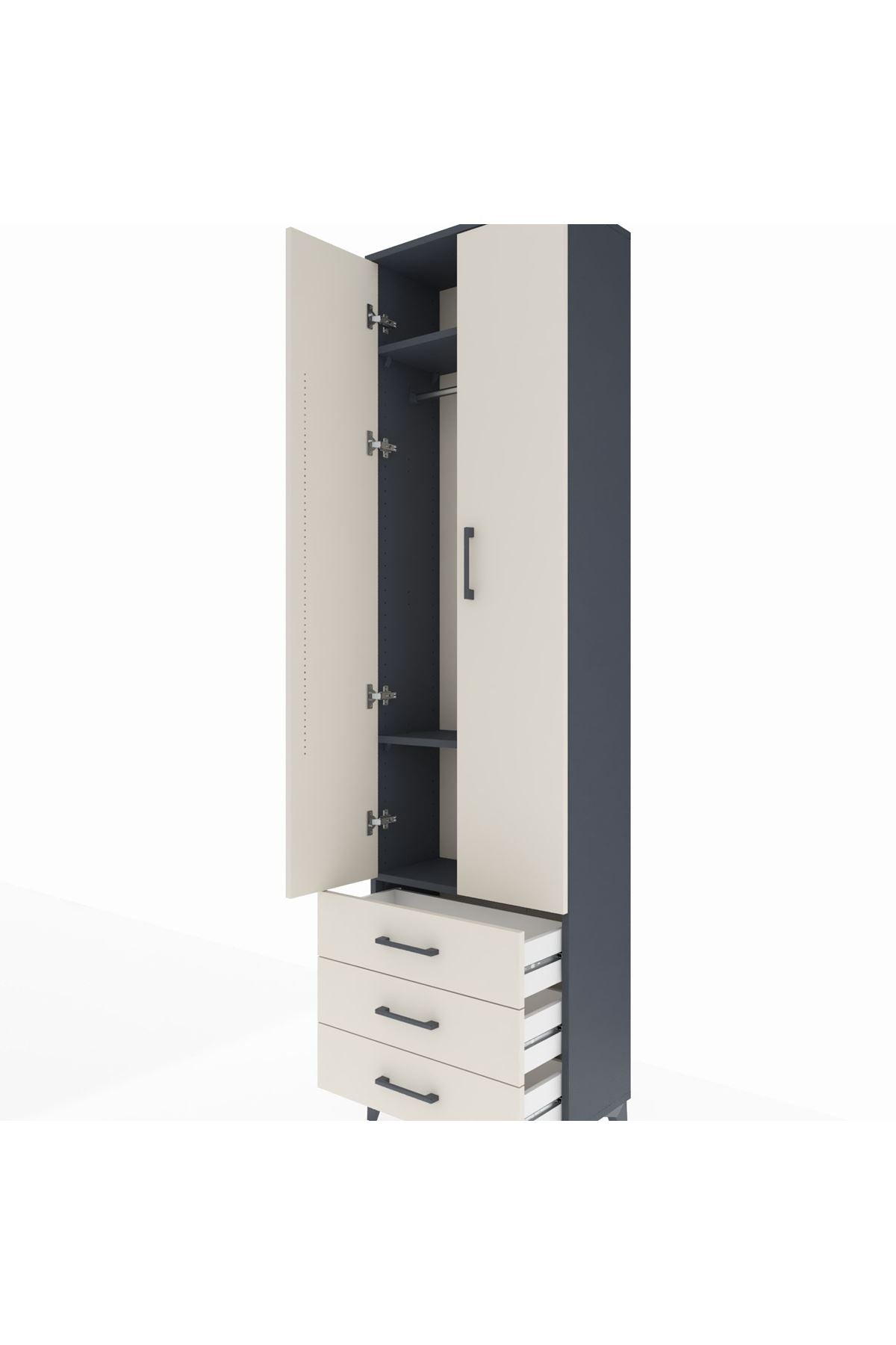 Arges Dolap 3 Raflı 3 Çekmeceli Tek Askılı 60x30x221 - S29M015V4A