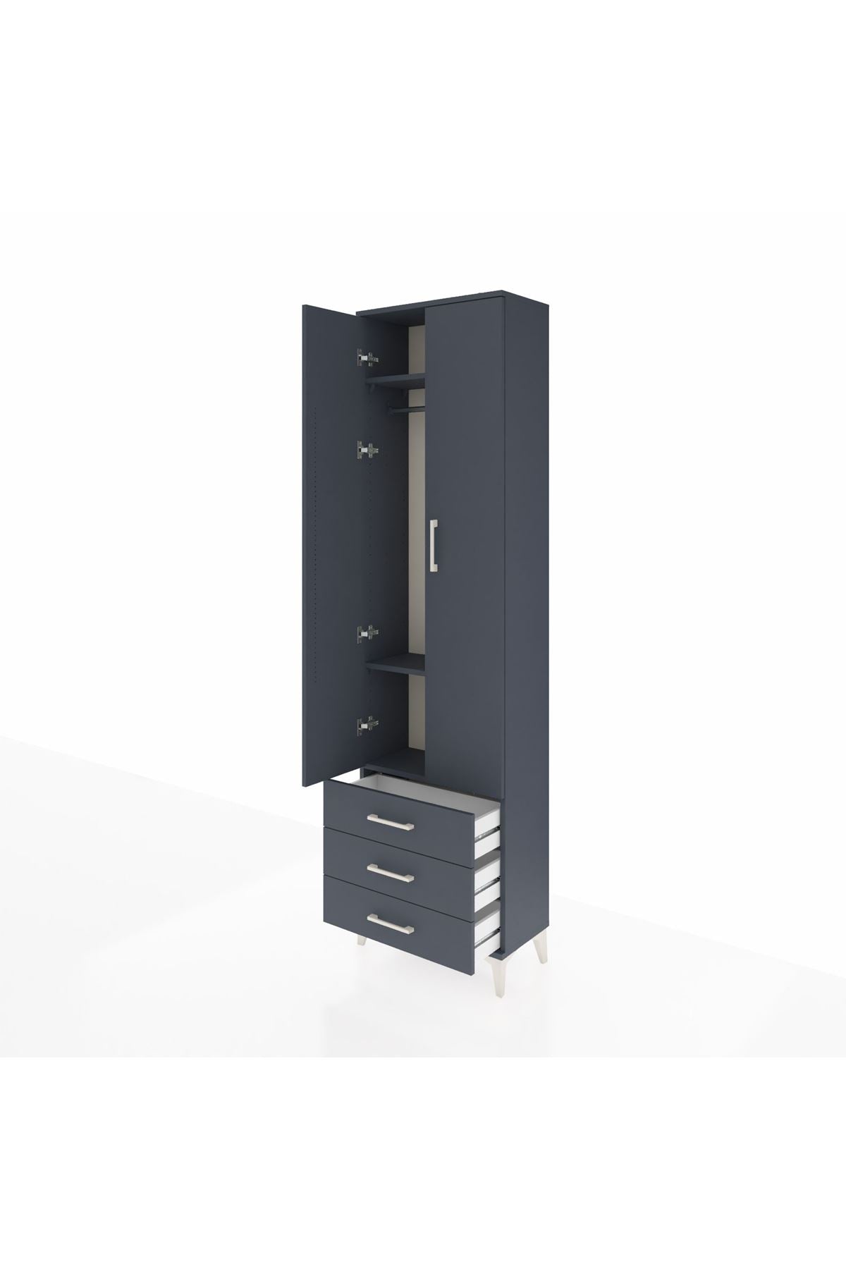 Arges Dolap 3 Raflı 3 Çekmeceli Tek Askılı 60x30x221 - S29M015V5A