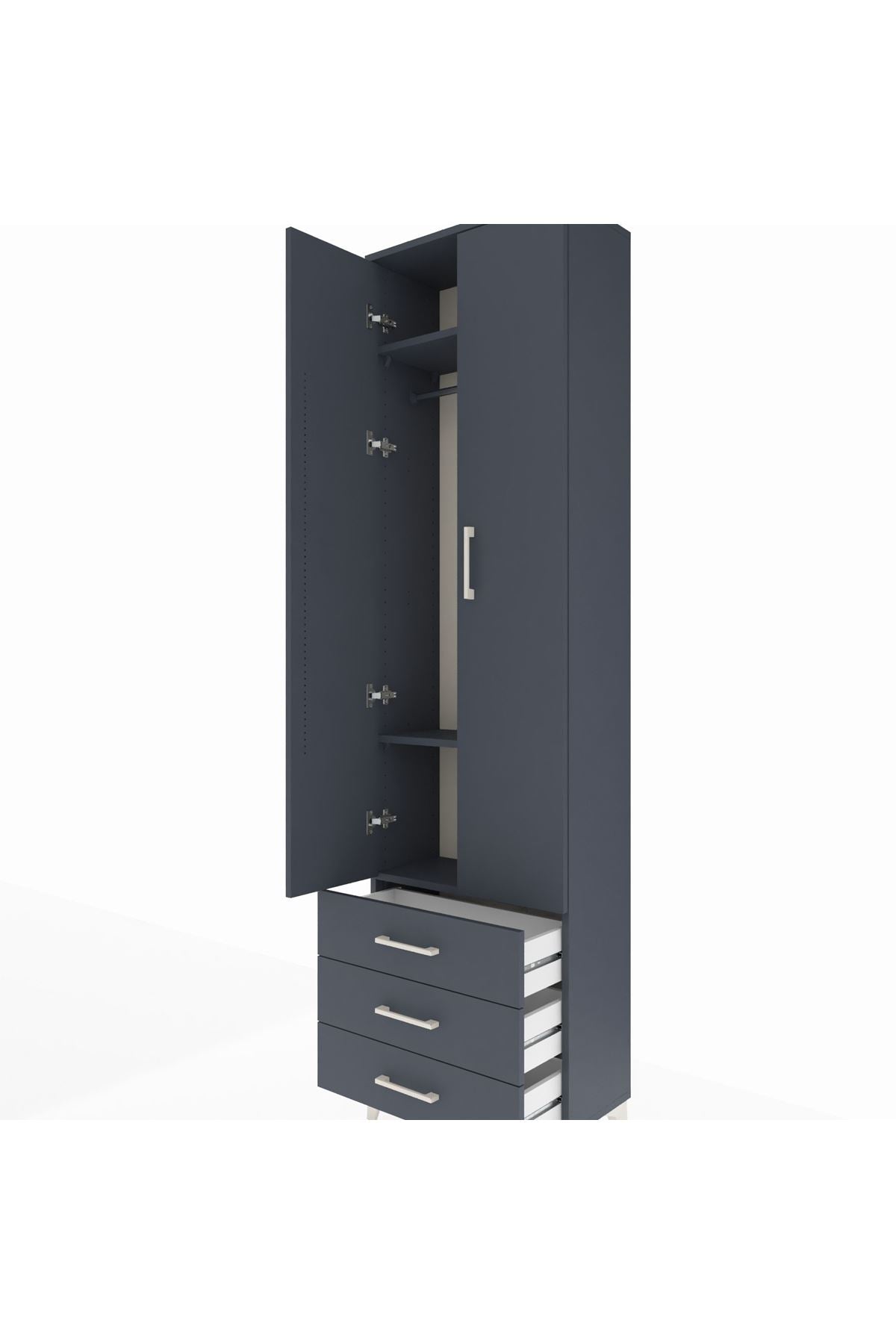 Arges Dolap 3 Raflı 3 Çekmeceli Tek Askılı 60x30x221 - S29M015V5A