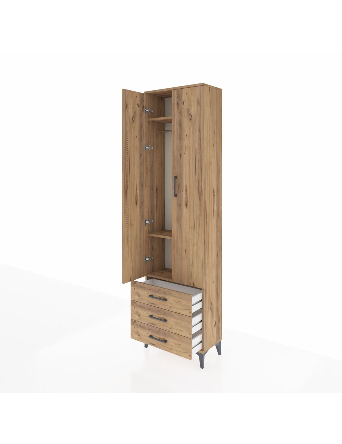 Arges Dolap 3 Raflı 3 Çekmeceli Tek Askılı 60x30x221 - S29M015V9A