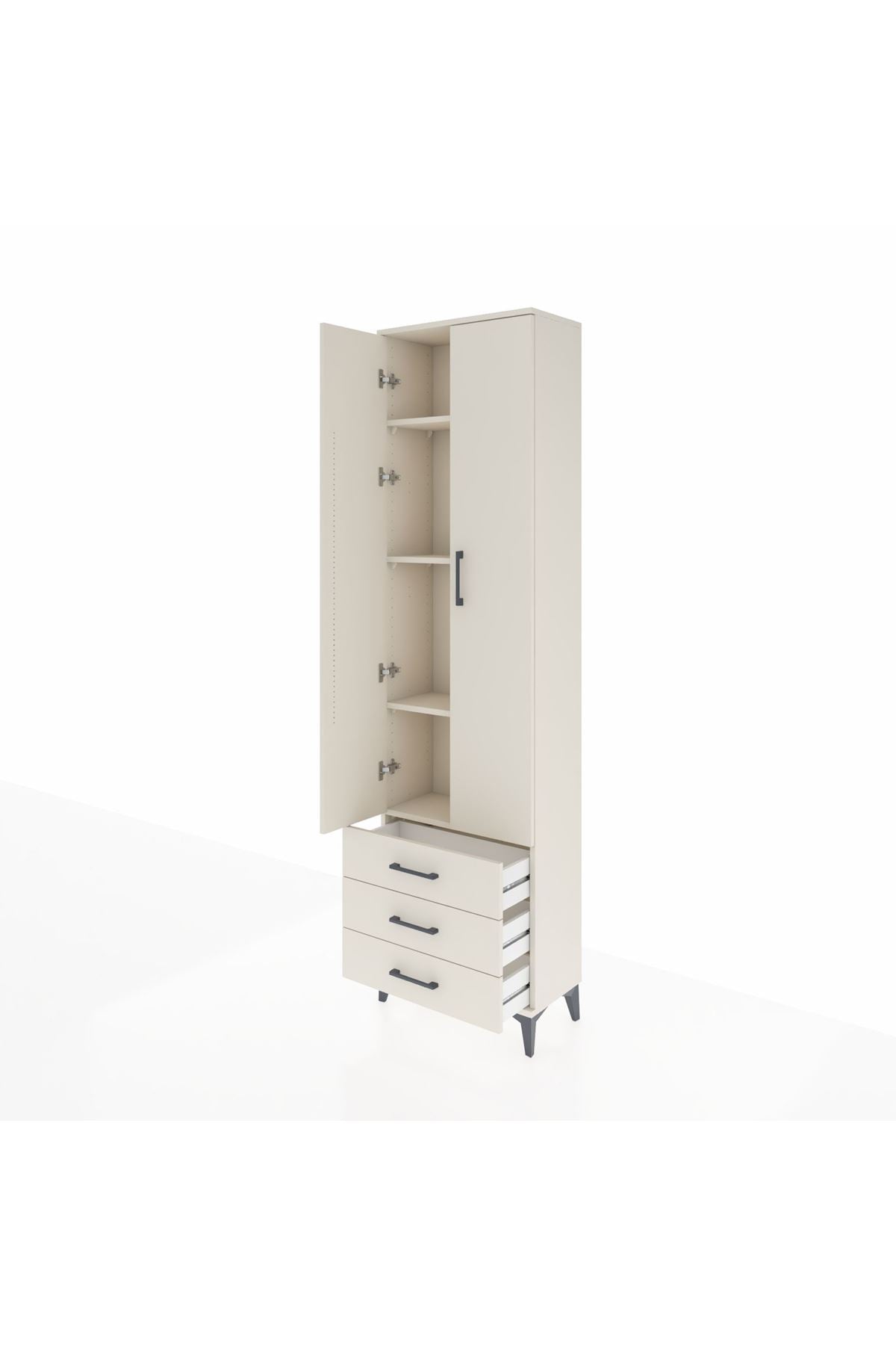 Arges Dolap 4 Raflı 3 Çekmeceli 2 Kapaklı 60x30x221 - S29M016V1A