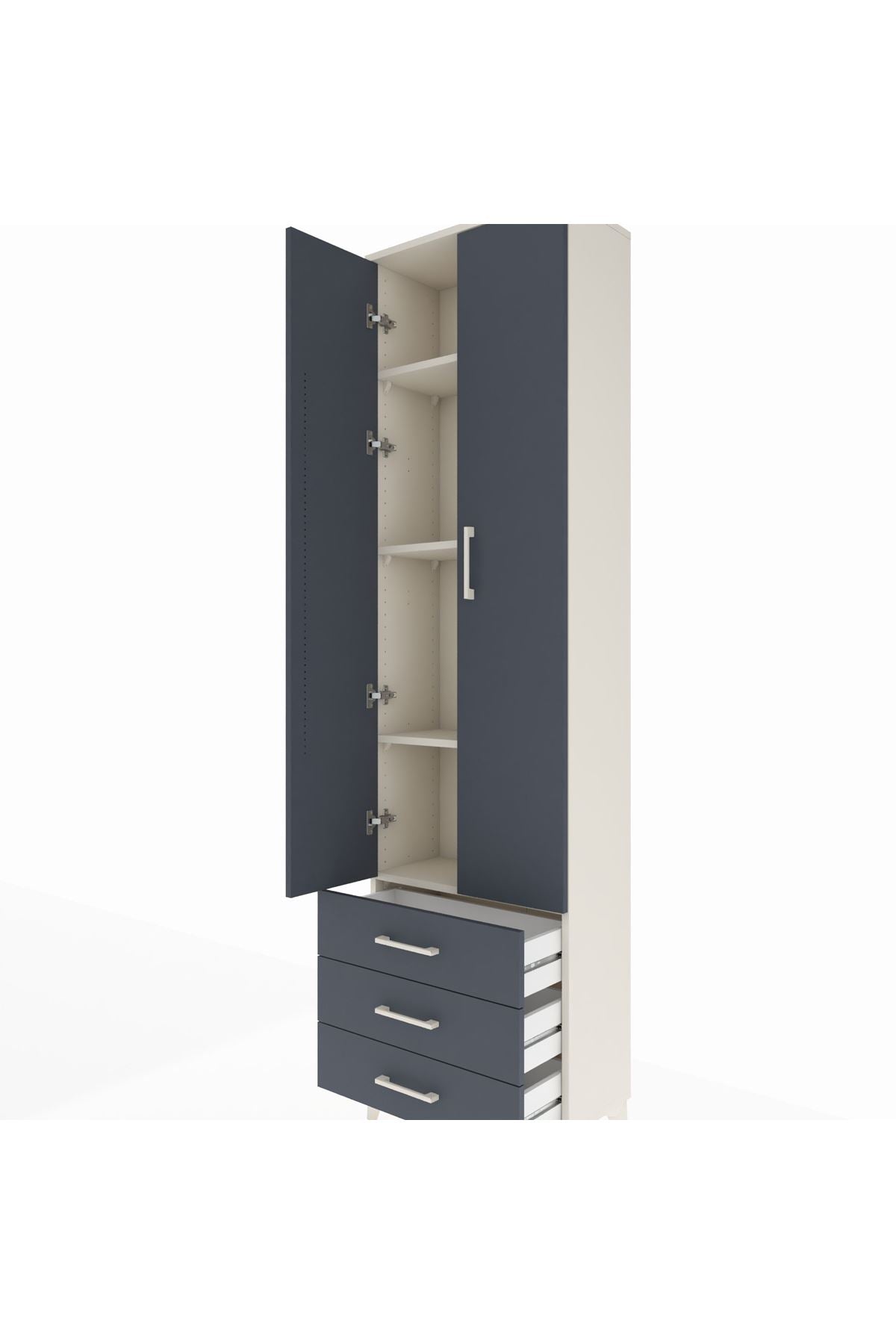 Arges Dolap 4 Raflı 3 Çekmeceli 2 Kapaklı 60x30x221 - S29M016V2A