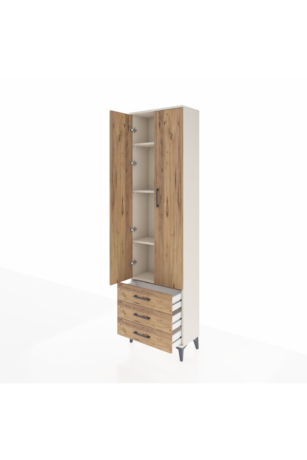 Arges Dolap 4 Raflı 3 Çekmeceli 2 Kapaklı 60x30x221 - S29M016V3A