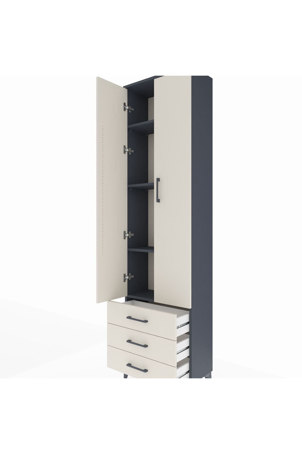 Arges Dolap 4 Raflı 3 Çekmeceli 2 Kapaklı 60x30x221 - S29M016V4A