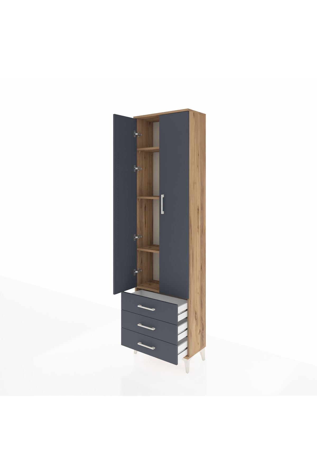 Arges Dolap 4 Raflı 3 Çekmeceli 2 Kapaklı 60x30x221 - S29M016V8A