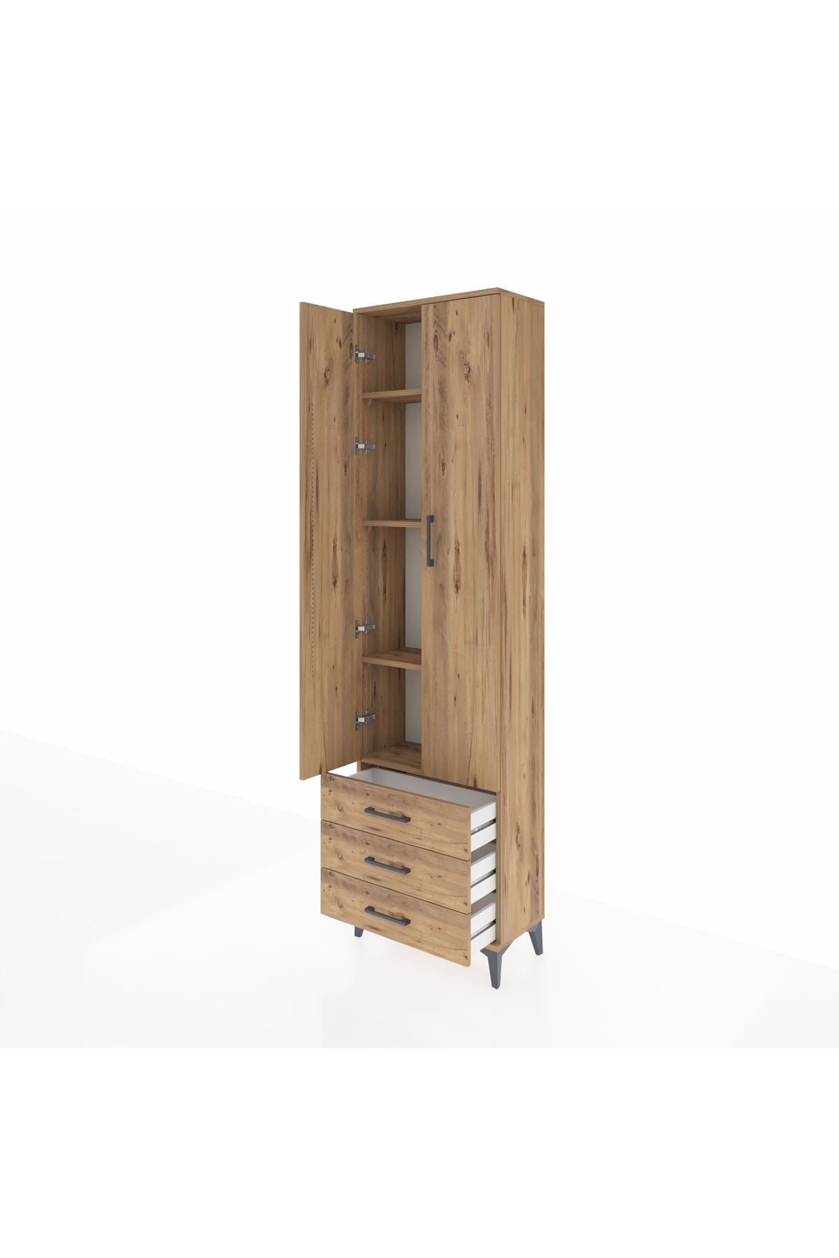 Arges Dolap 4 Raflı 3 Çekmeceli 2 Kapaklı 60x30x221 - S29M016V9A