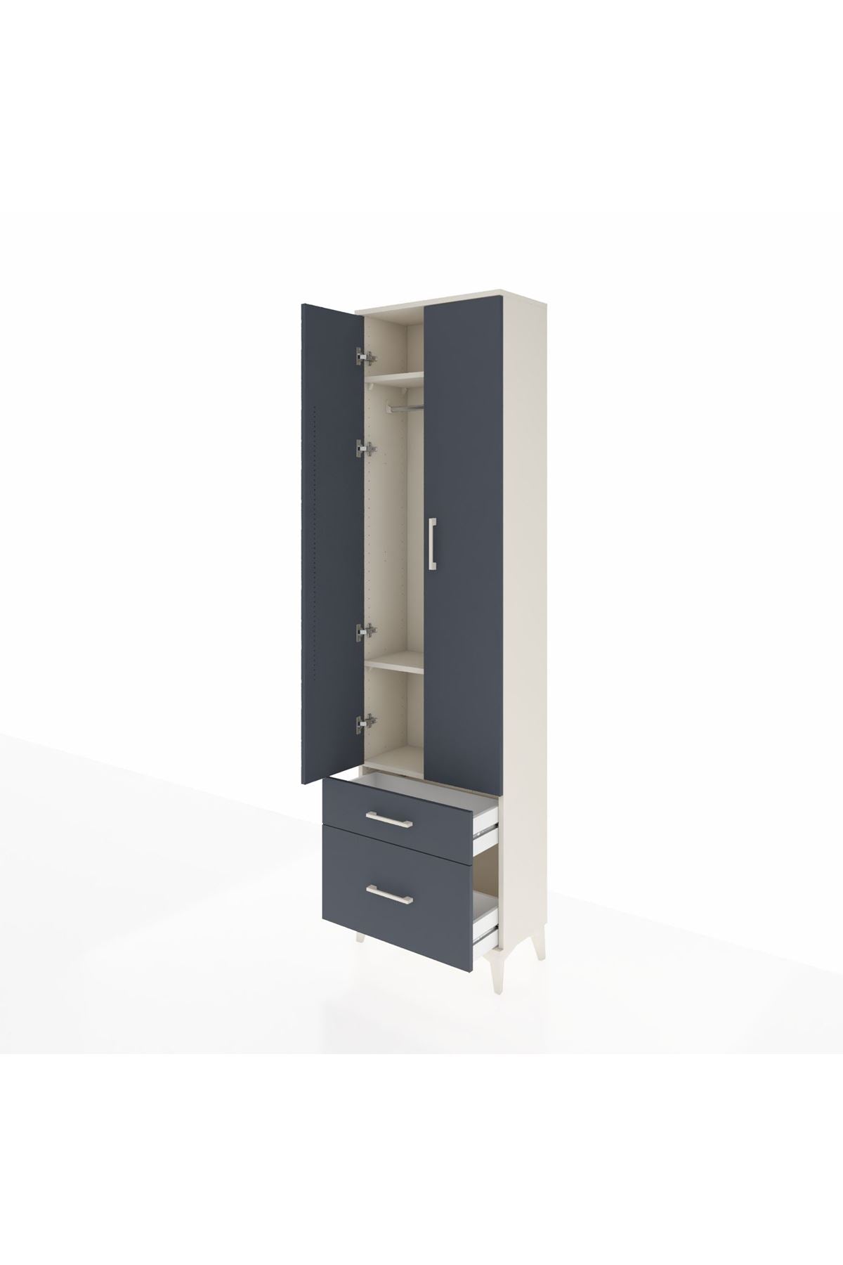 Arges Dolap 3 Raflı 2 Çekmeceli Tek Askılı 60x30x221 - S29M018V2A