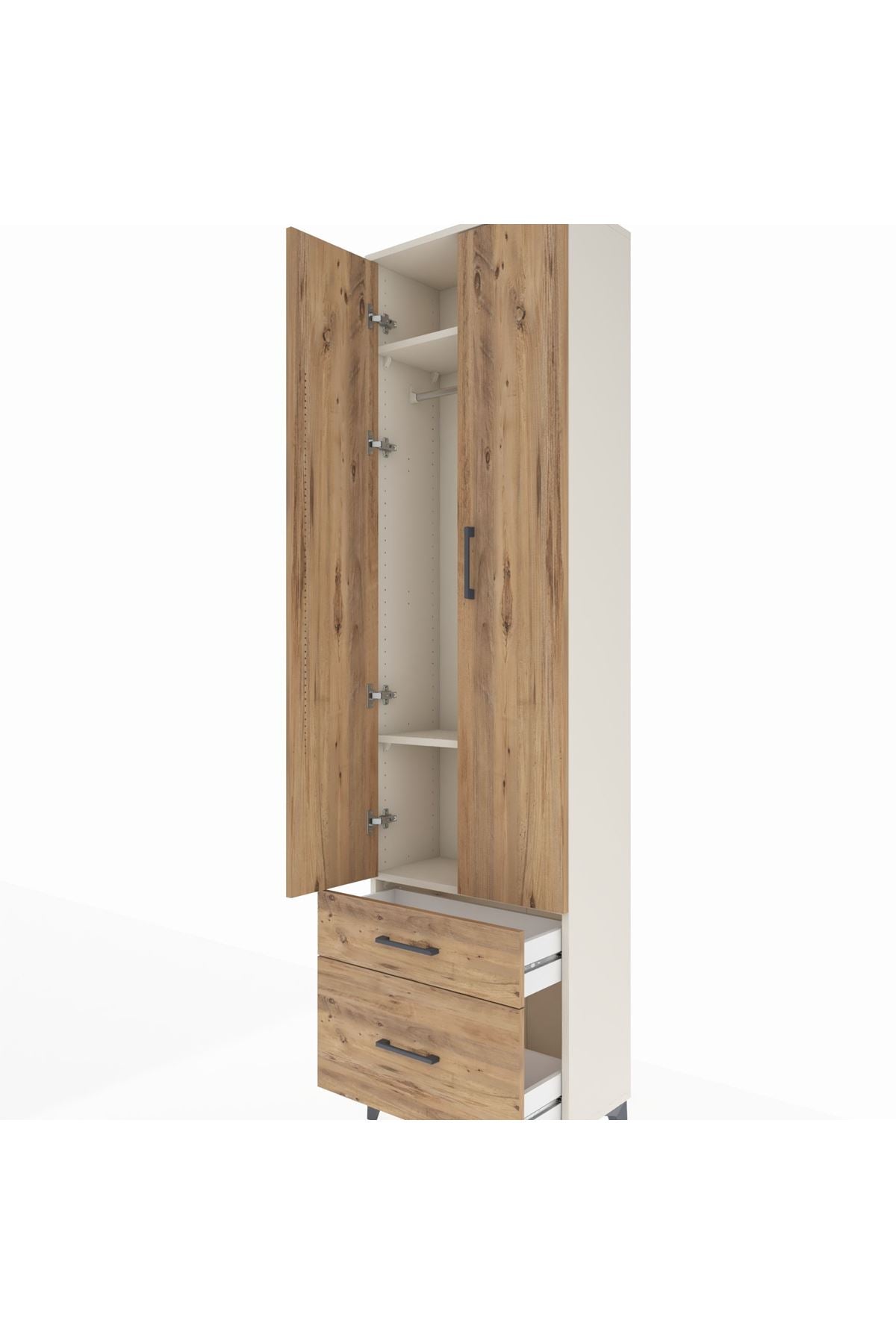 Arges Dolap 3 Raflı 2 Çekmeceli Tek Askılı 60x30x221 - S29M018V3A