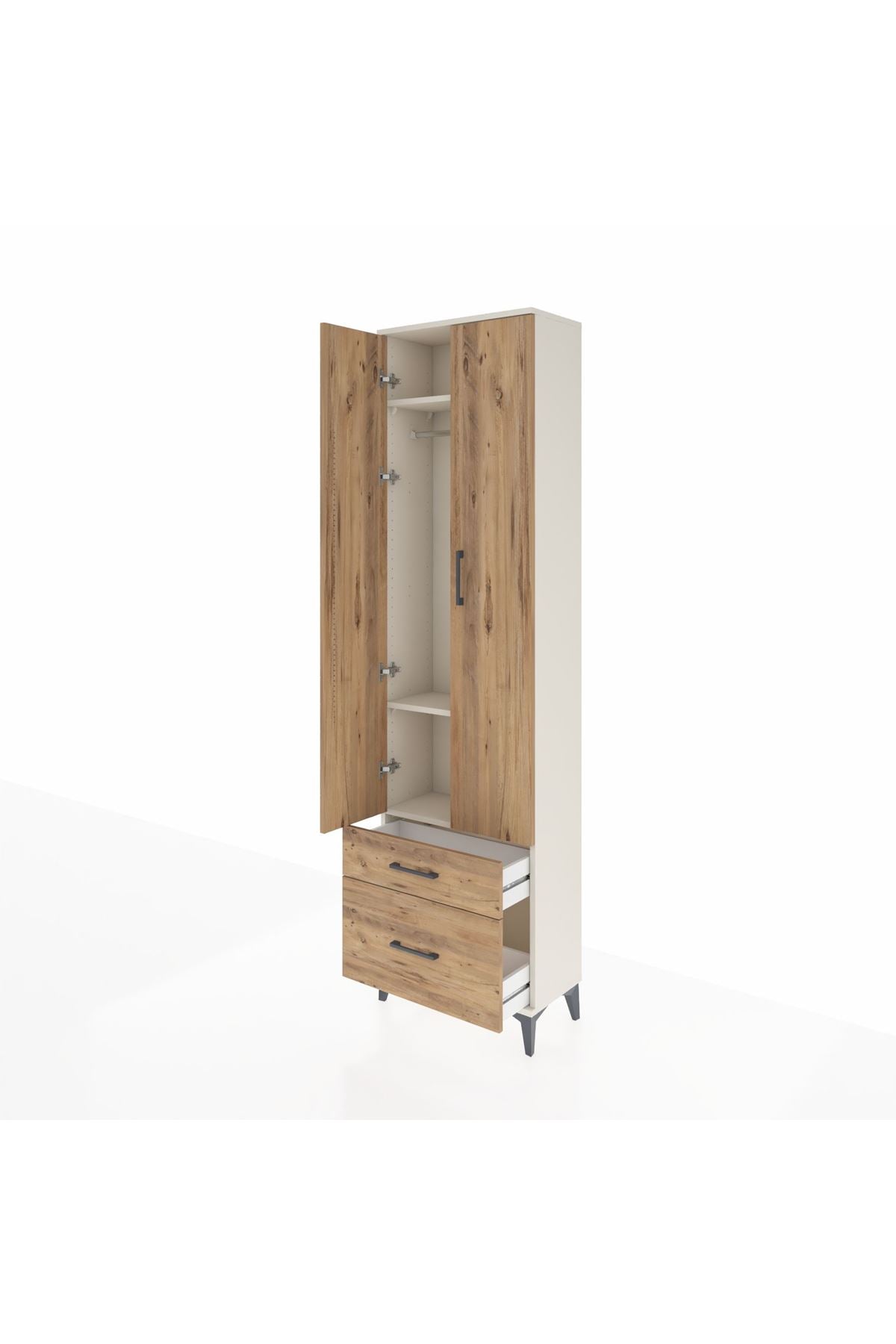 Arges Dolap 3 Raflı 2 Çekmeceli Tek Askılı 60x30x221 - S29M018V3A