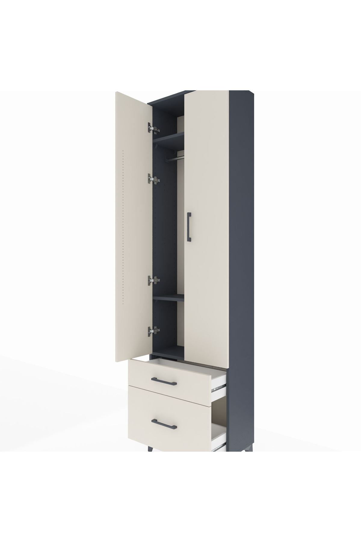 Arges Dolap 3 Raflı 2 Çekmeceli Tek Askılı 60x30x221 - S29M018V4A