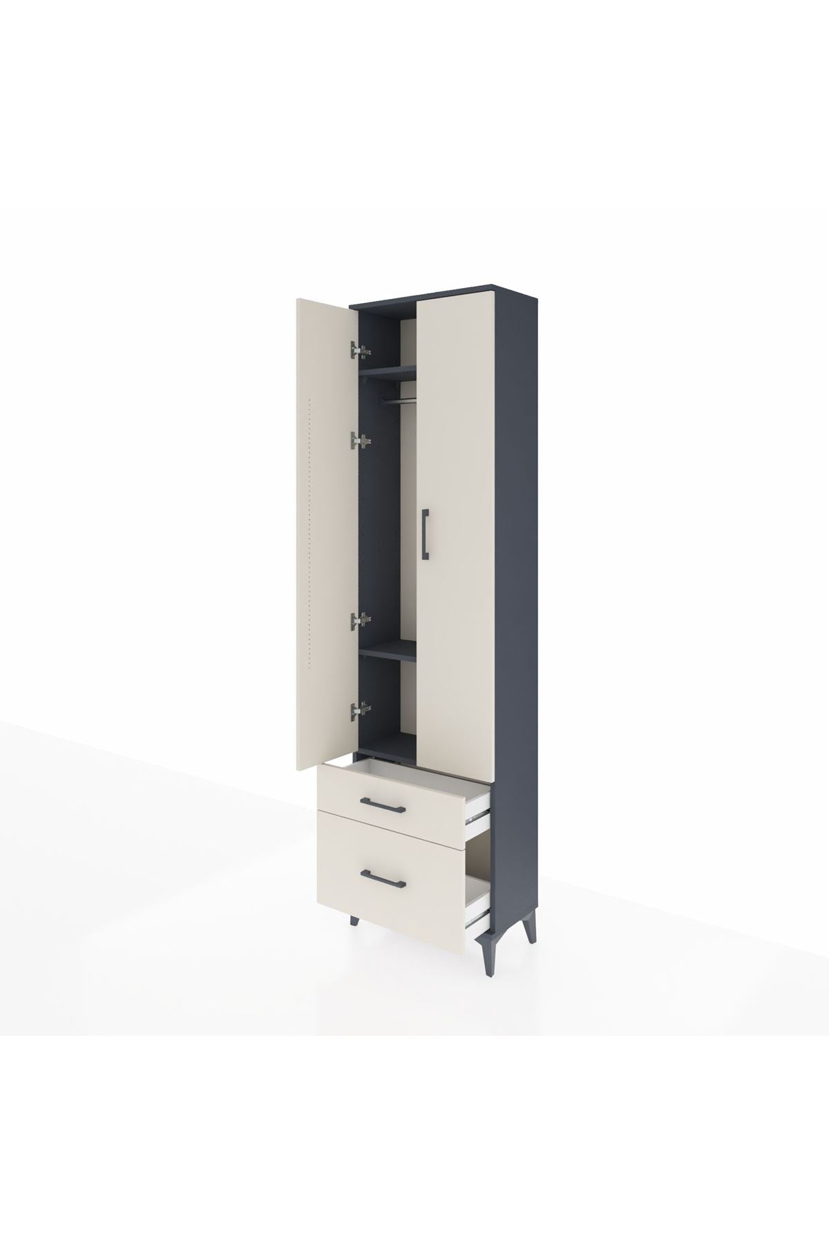 Arges Dolap 3 Raflı 2 Çekmeceli Tek Askılı 60x30x221 - S29M018V4A