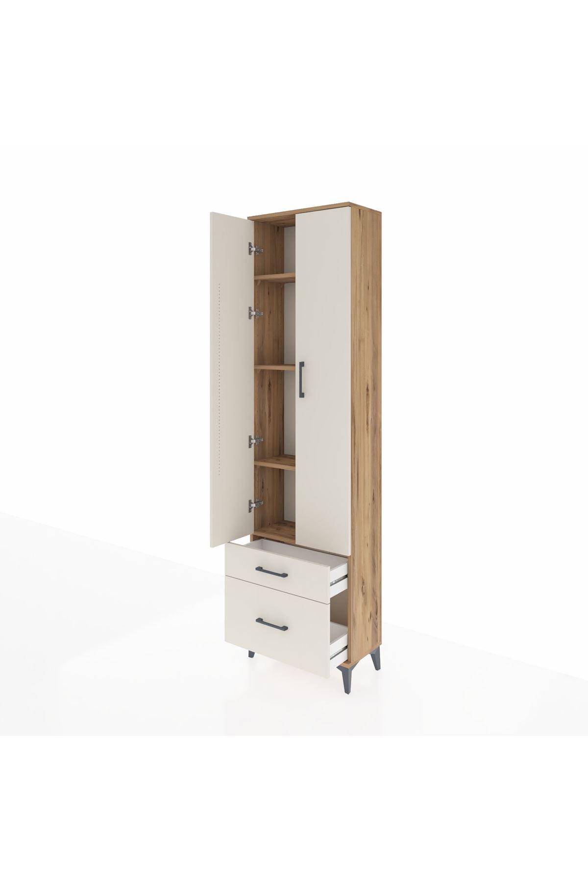 Arges Dolap 4 Raflı 2 Çekmeceli 2 Kapaklı 60x30x221 - S29M019V7A