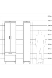 Arges Dolap 3 Raflı Tek Çekmeceli Tek Askılı 60x30x221 - S29M021V2A