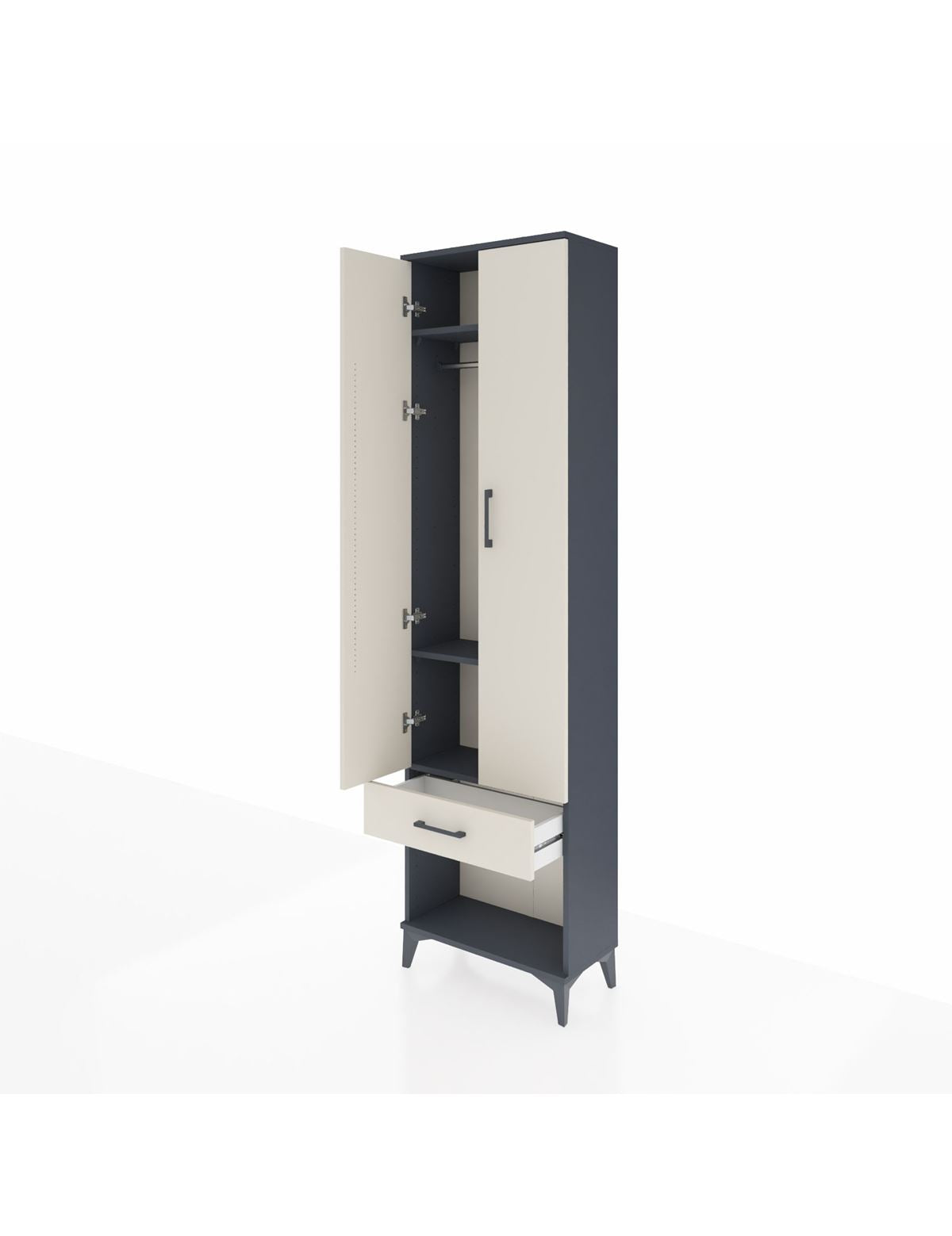 Arges Dolap 3 Raflı Tek Çekmeceli Tek Askılı 60x30x221 - S29M021V4A