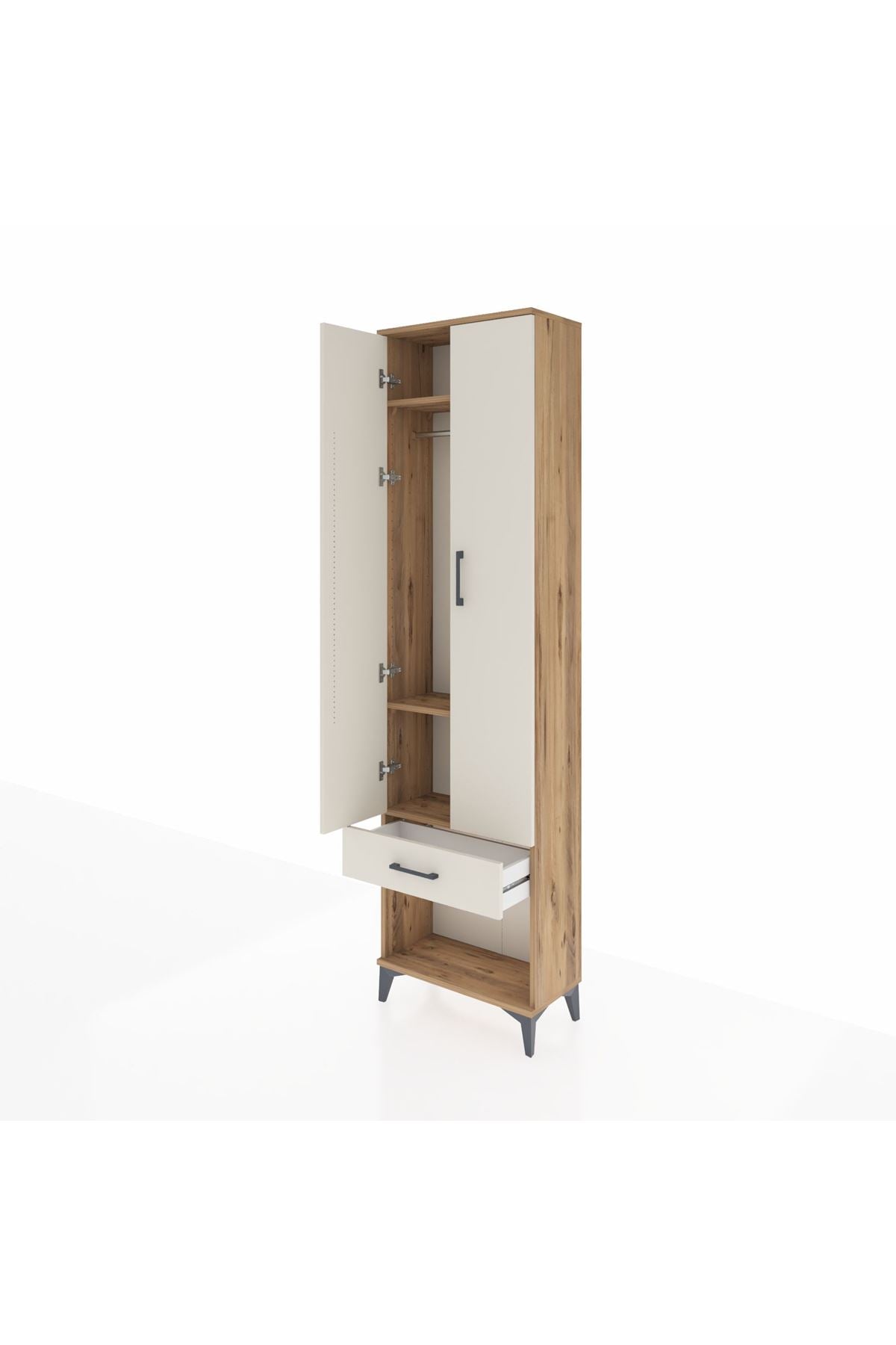 Arges Dolap 3 Raflı Tek Çekmeceli Tek Askılı 60x30x221 - S29M021V7A