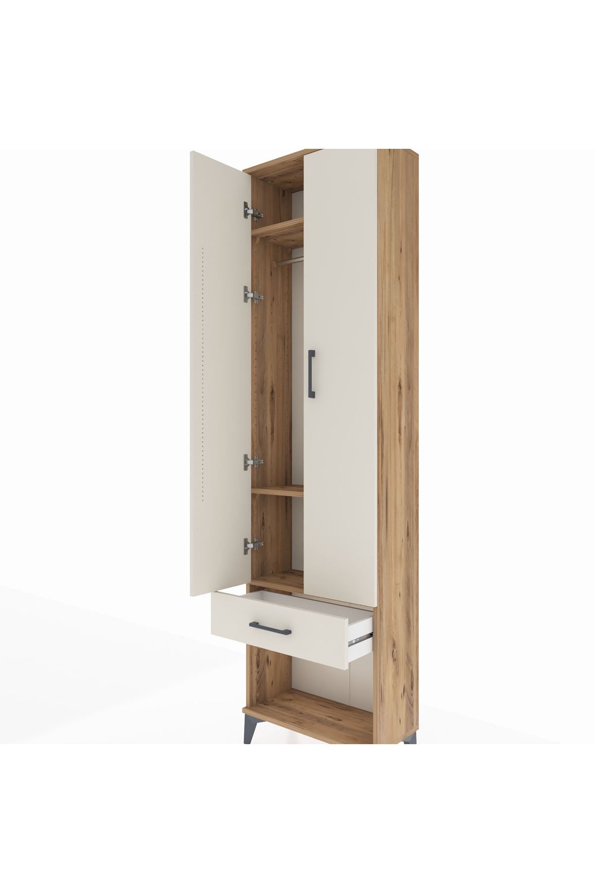 Arges Dolap 3 Raflı Tek Çekmeceli Tek Askılı 60x30x221 - S29M021V7A