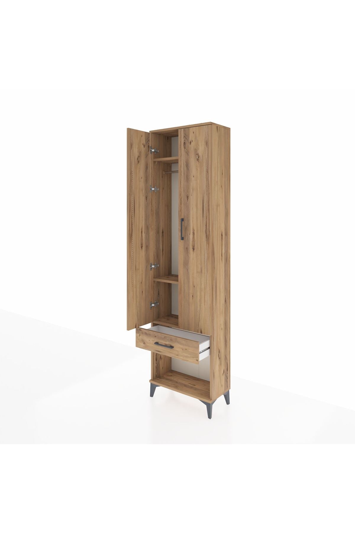 Arges Dolap 3 Raflı Tek Çekmeceli Tek Askılı 60x30x221 - S29M021V9A