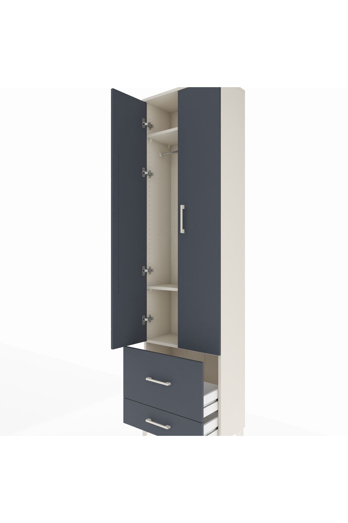Arges Dolap 3 Raflı 2 Çekmeceli Tek Askılı 60x30x221 - S29M023V2A