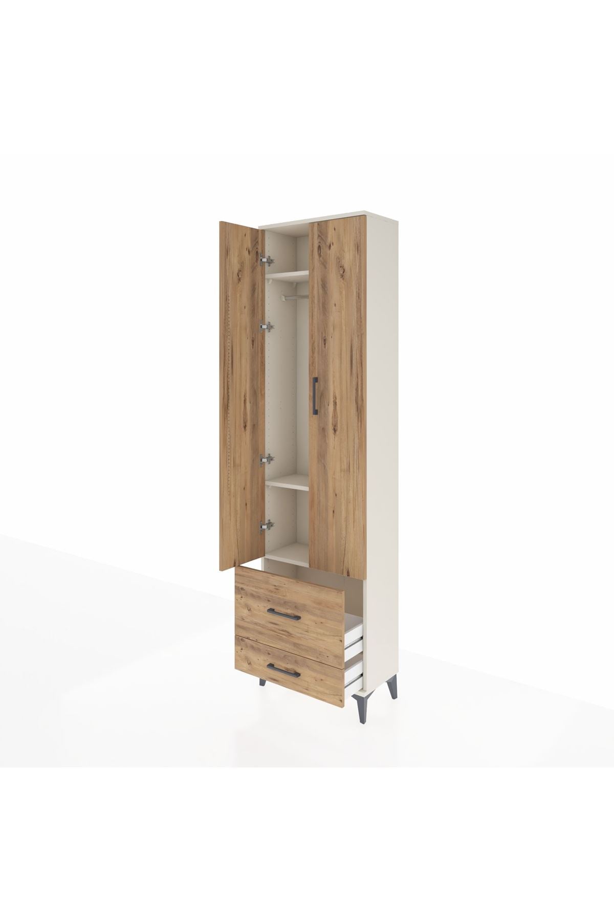 Arges Dolap 3 Raflı 2 Çekmeceli Tek Askılı 60x30x221 - S29M023V3A