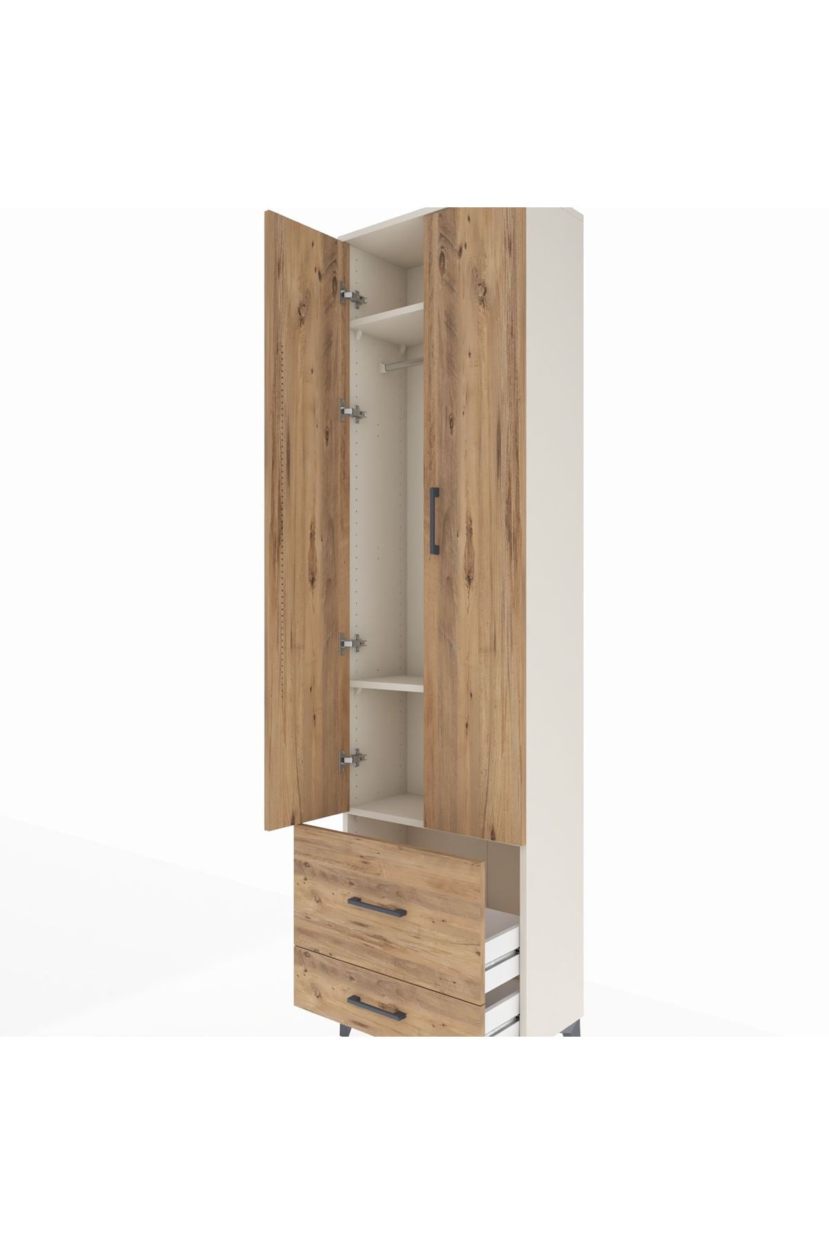Arges Dolap 3 Raflı 2 Çekmeceli Tek Askılı 60x30x221 - S29M023V3A