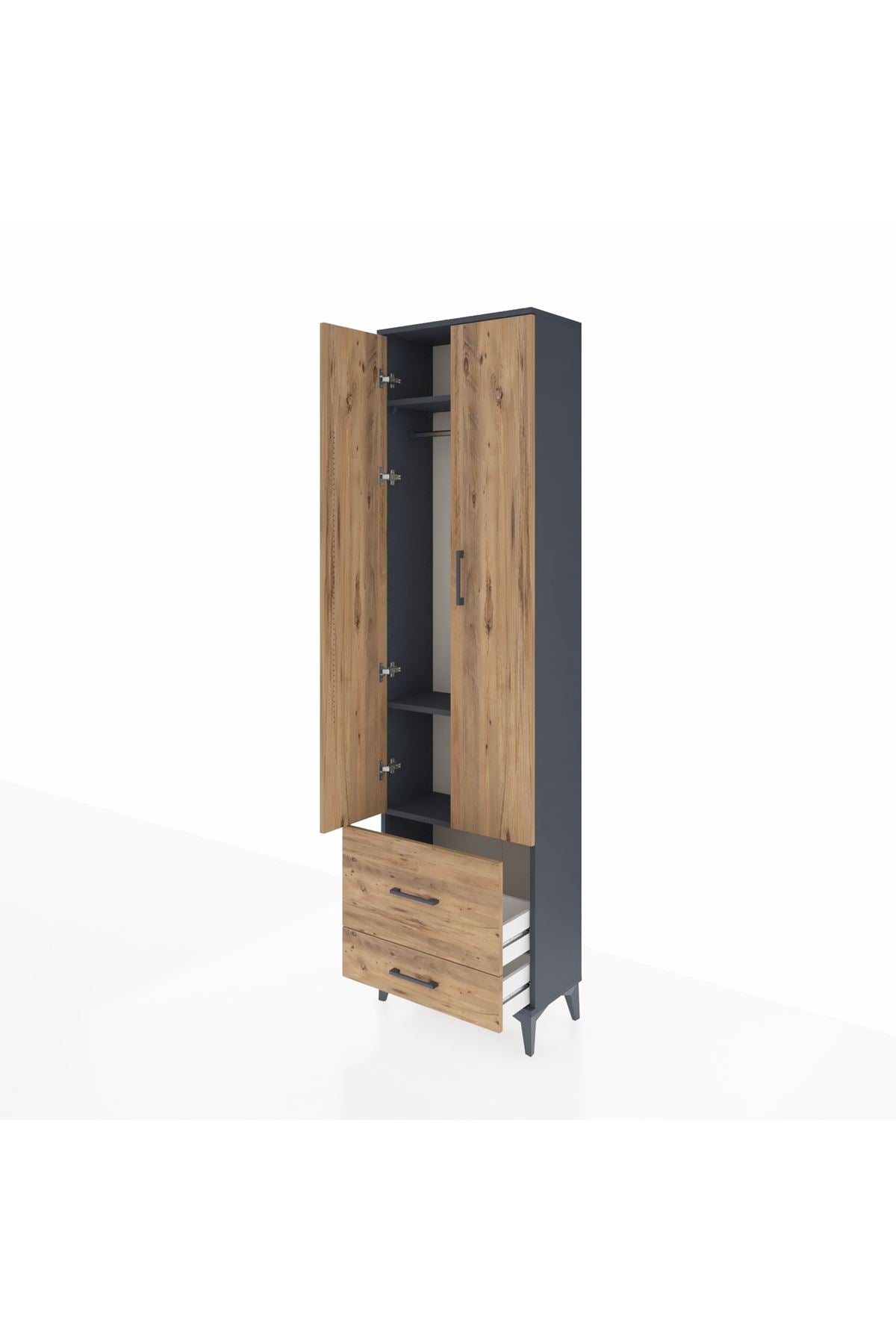 Arges Dolap 3 Raflı 2 Çekmeceli Tek Askılı 60x30x221 - S29M023V6A