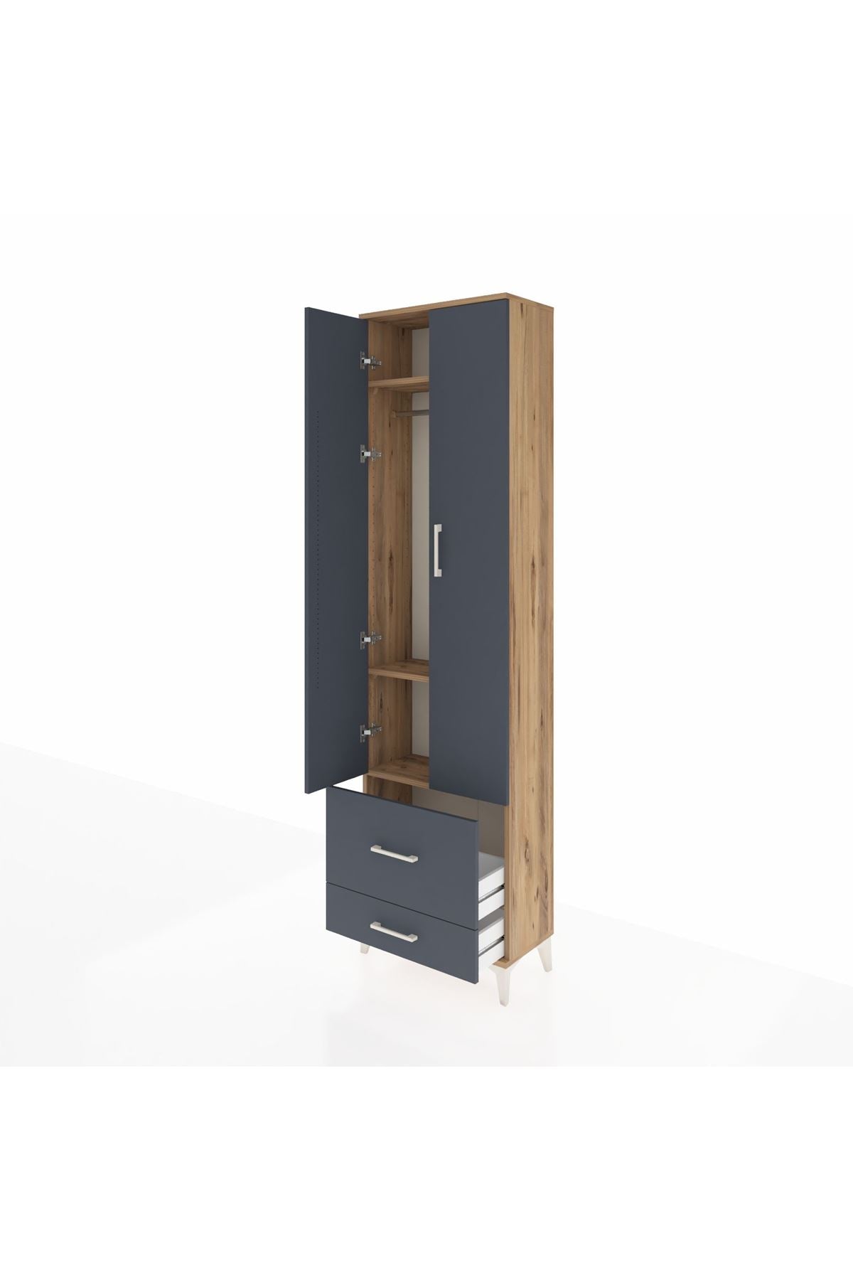 Arges Dolap 3 Raflı 2 Çekmeceli Tek Askılı 60x30x221 - S29M023V8A