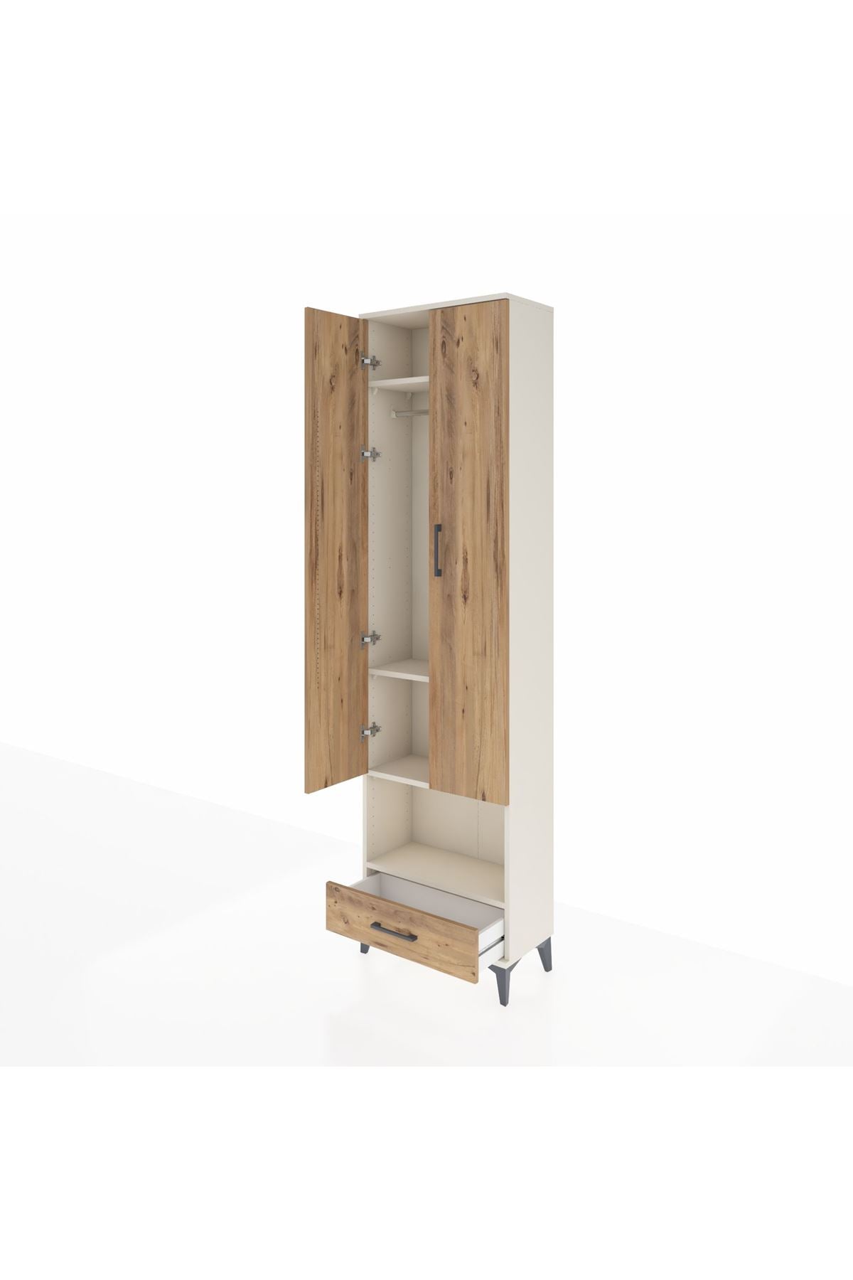 Arges Dolap 4 Raflı Tek Çekmeceli Tek Askılı 60x30x221 - S29M026V3A