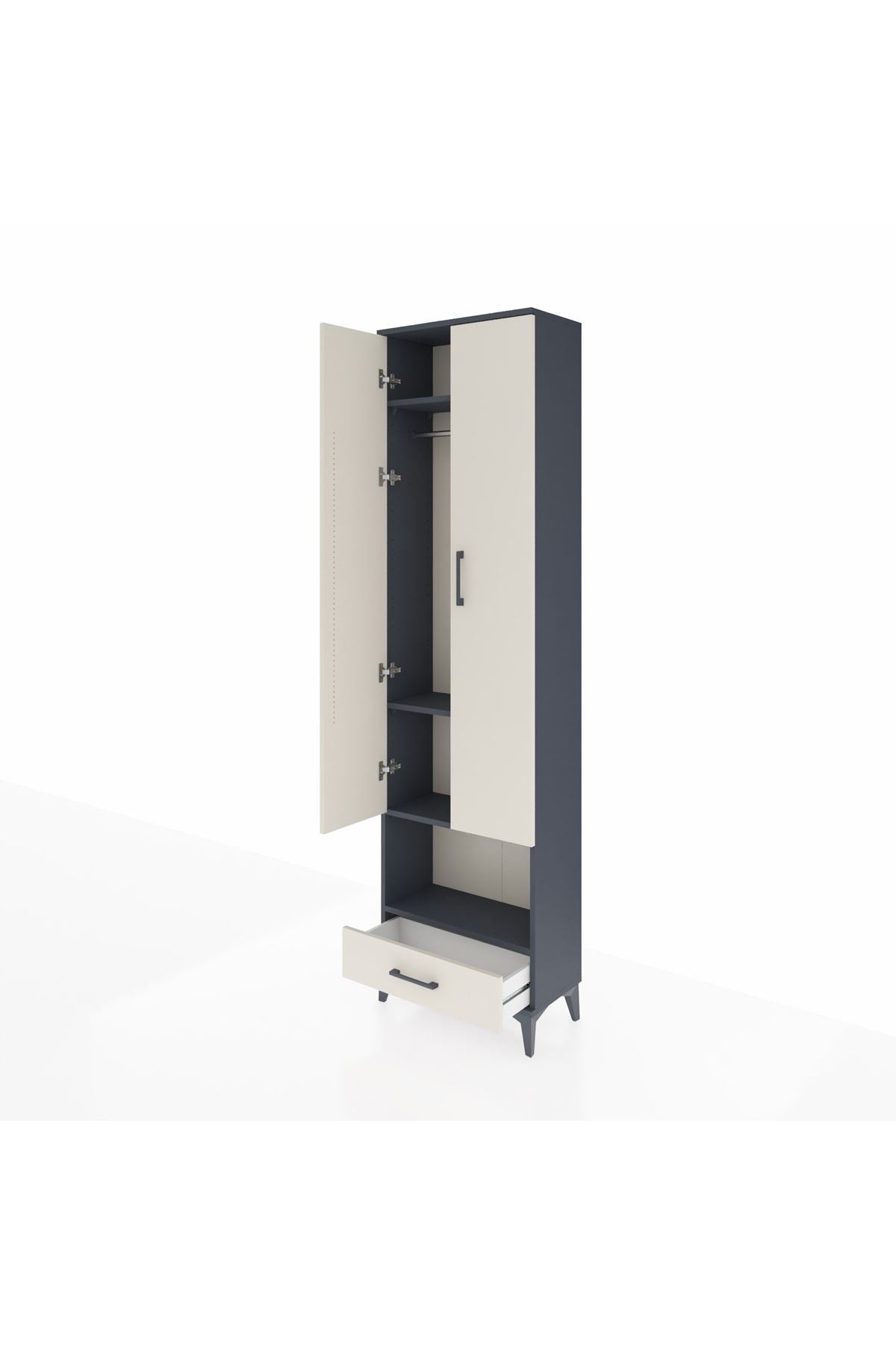 Arges Dolap 4 Raflı Tek Çekmeceli Tek Askılı 60x30x221 - S29M026V4A