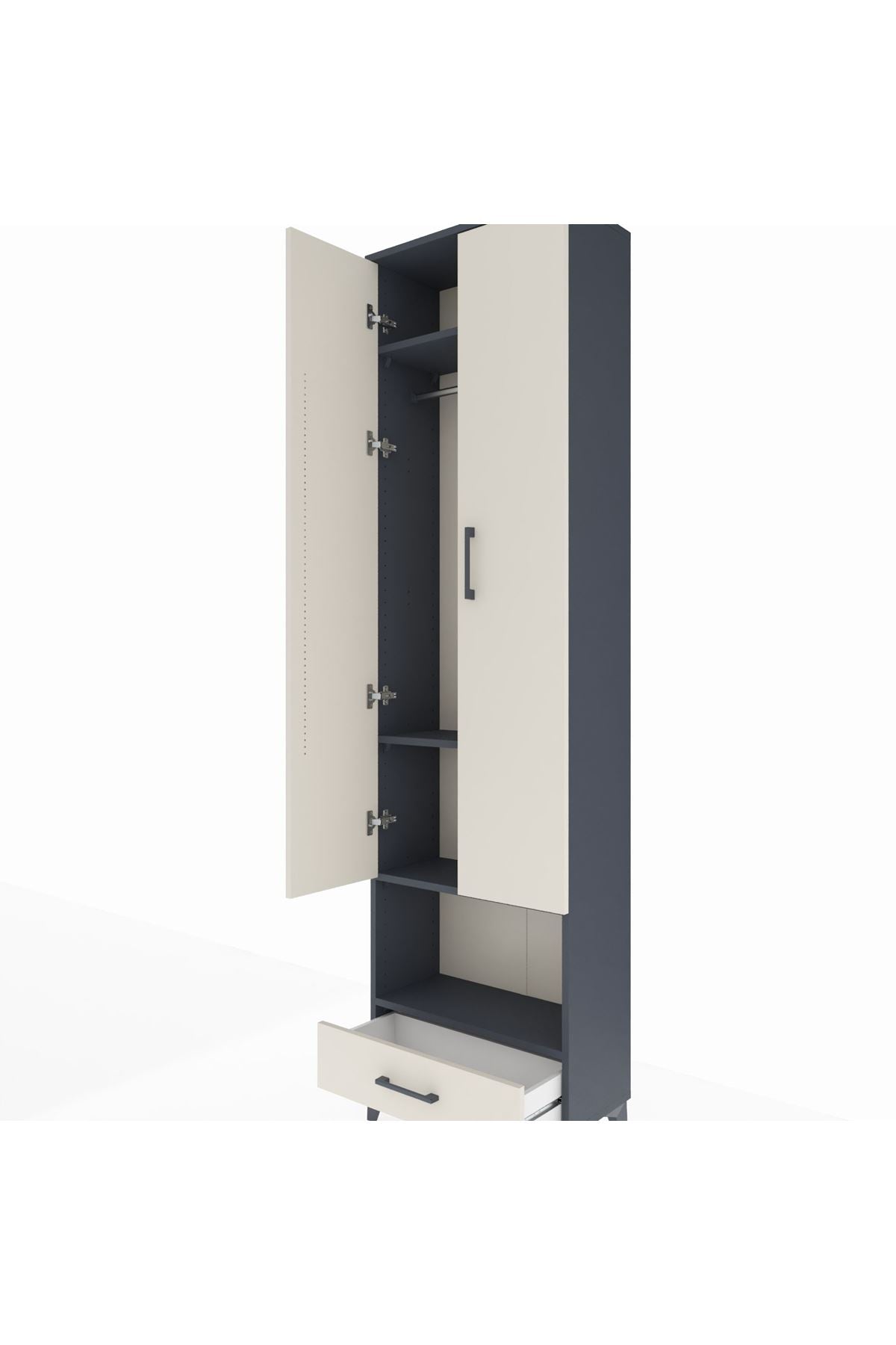 Arges Dolap 4 Raflı Tek Çekmeceli Tek Askılı 60x30x221 - S29M026V4A