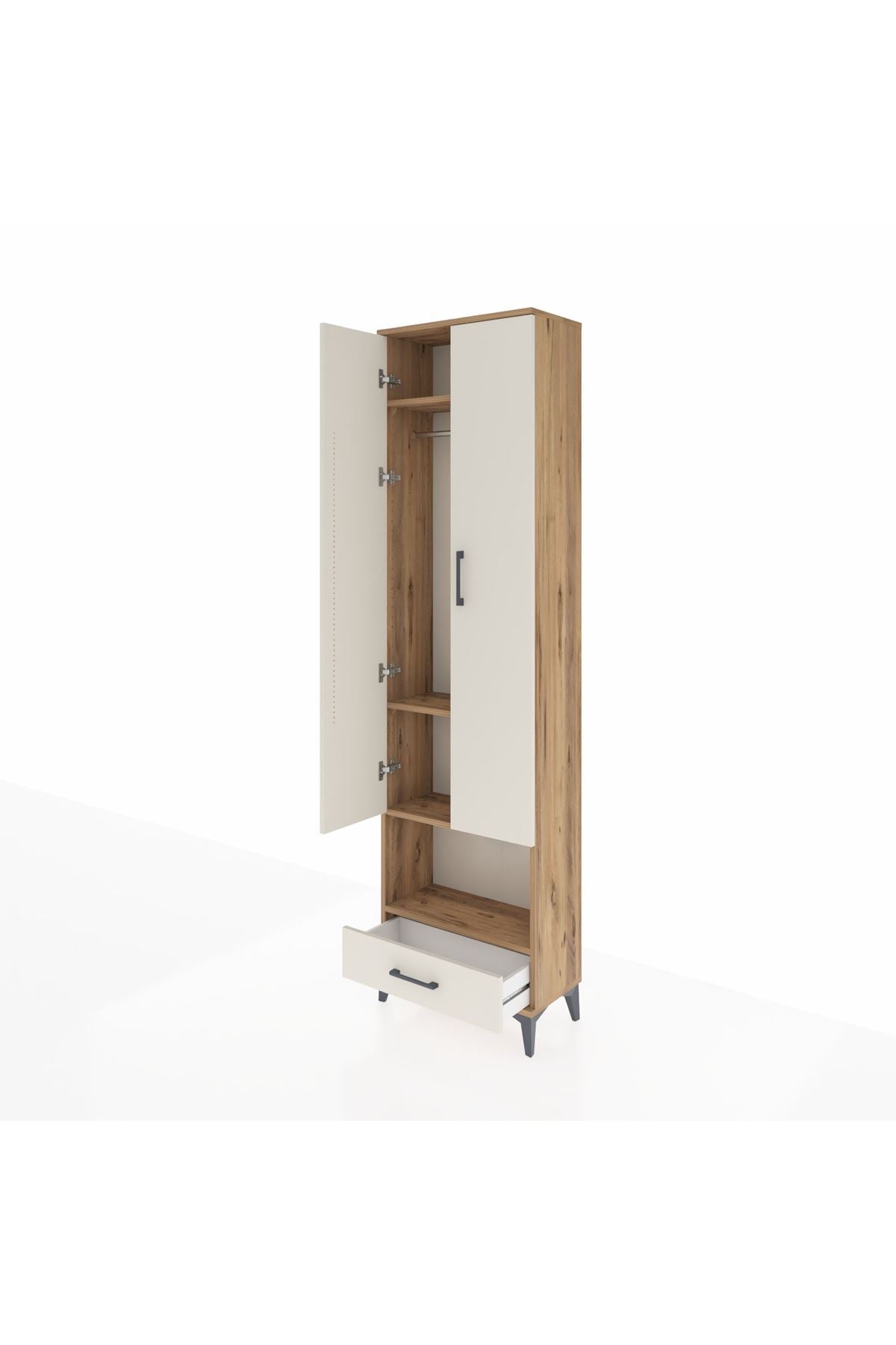Arges Dolap 4 Raflı Tek Çekmeceli Tek Askılı 60x30x221 - S29M026V7A